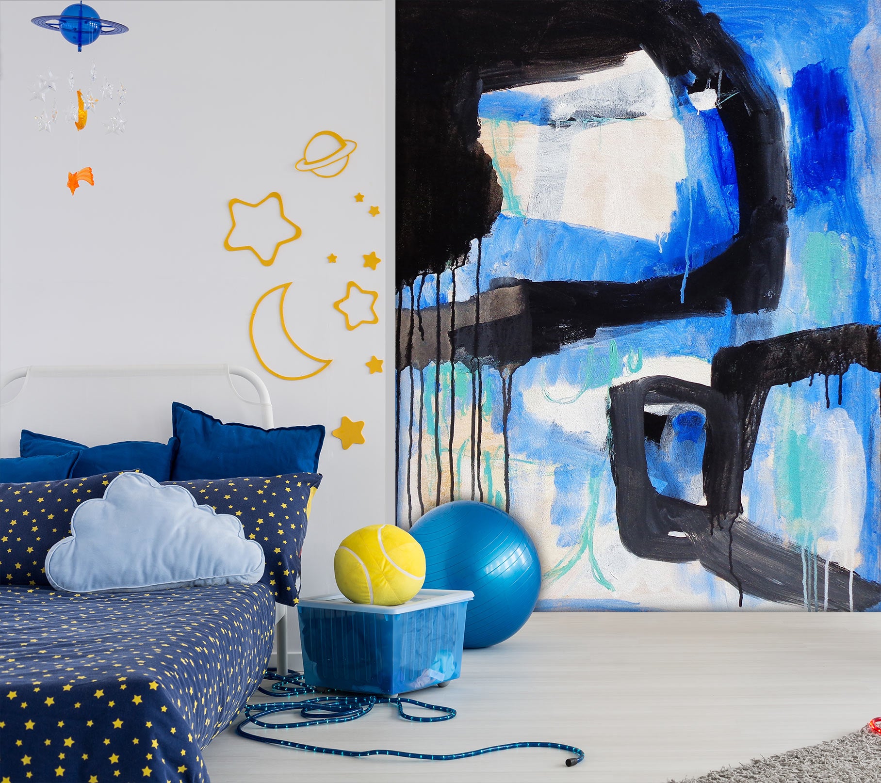 3D Black Blue Watercolor 121104 Misako Chida Wall Mural Wall Murals