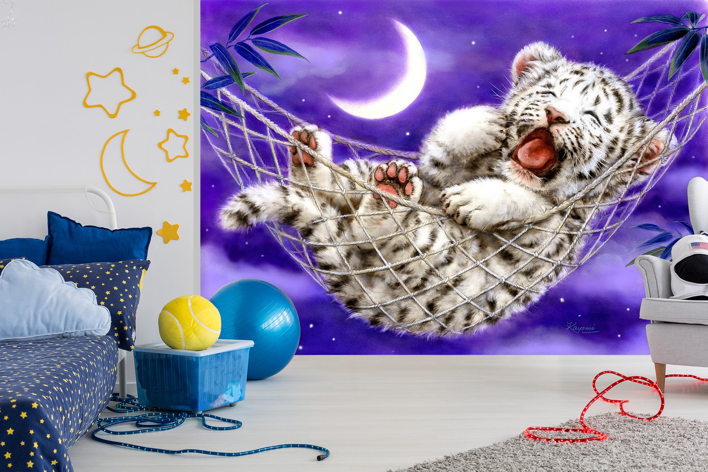 3D Lion Baby Moon 5419 Kayomi Harai Wall Mural Wall Murals