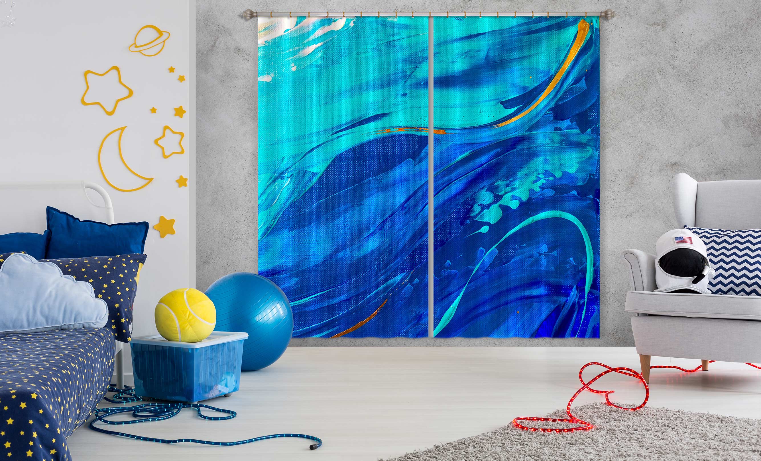 3D Blue Oil Painting 323 Skromova Marina Curtain Curtains Drapes