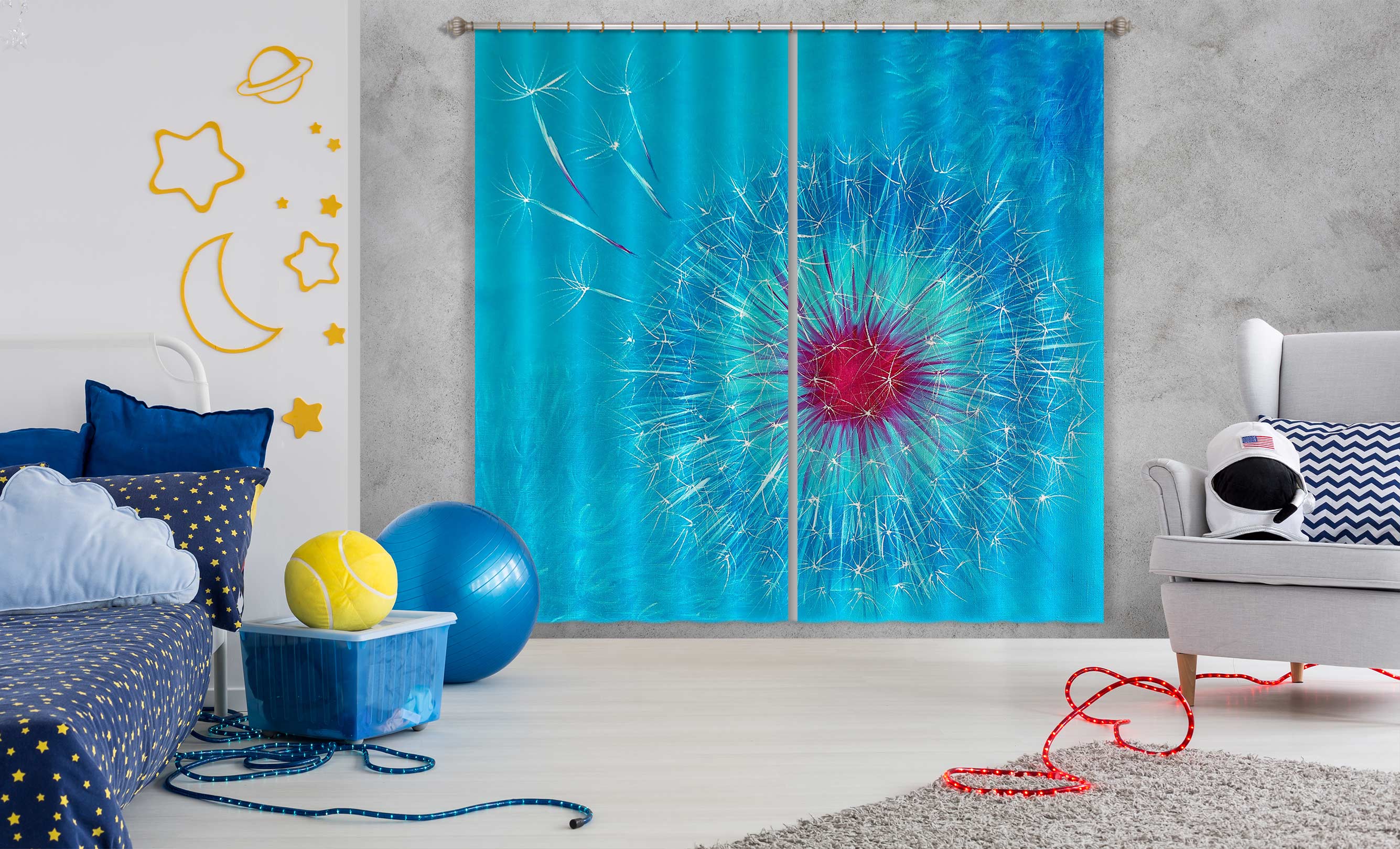 3D Blue Dandelion 389 Skromova Marina Curtain Curtains Drapes