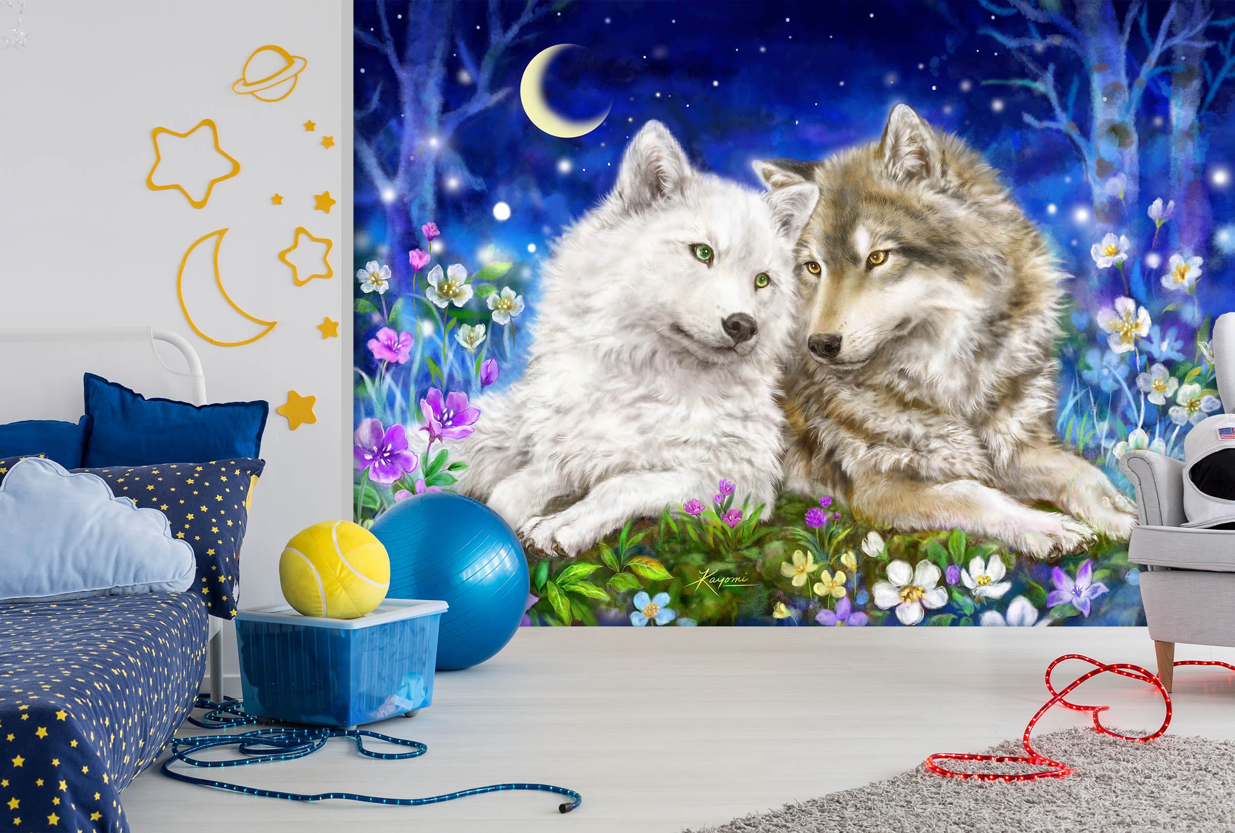 3D Wolf Couple 5525 Kayomi Harai Wall Mural Wall Murals