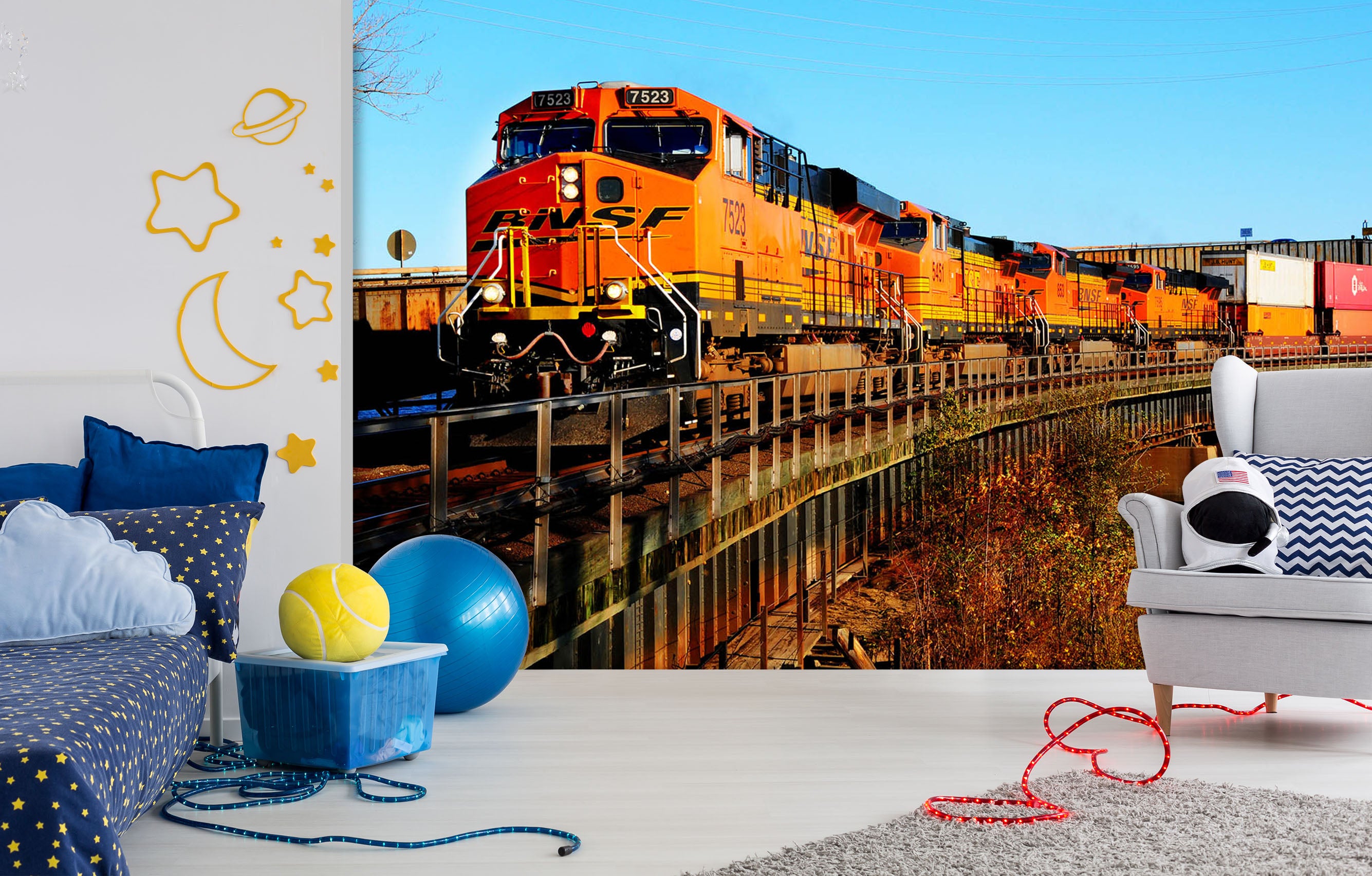 3D Freight Train 245 Vehicle Wall Murals