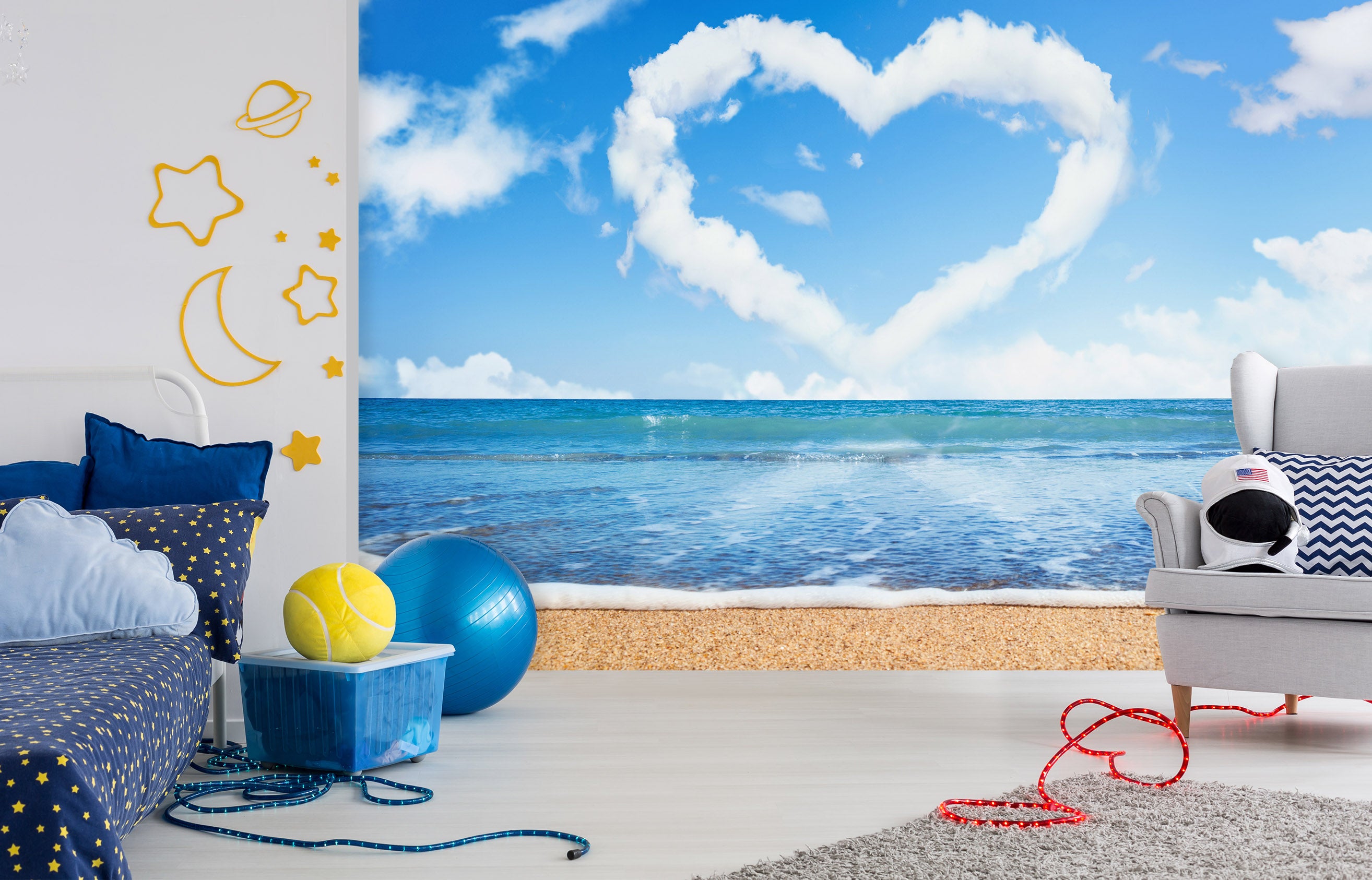 3D Sea Heart Cloud 58127 Wall Murals