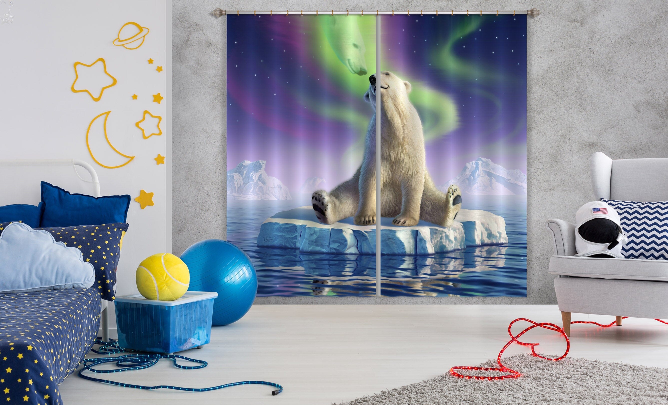 3D Polar Bear 043 Jerry LoFaro Curtain Curtains Drapes Curtains AJ Creativity Home 