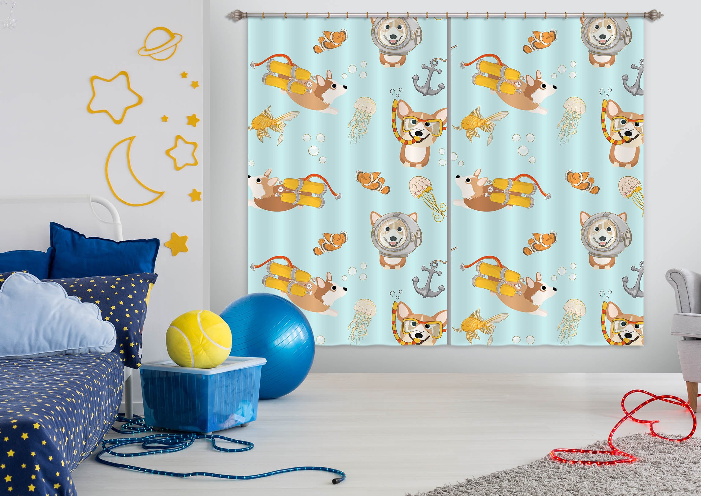 3D Puppy Bubble 122 Uta Naumann Curtain Curtains Drapes