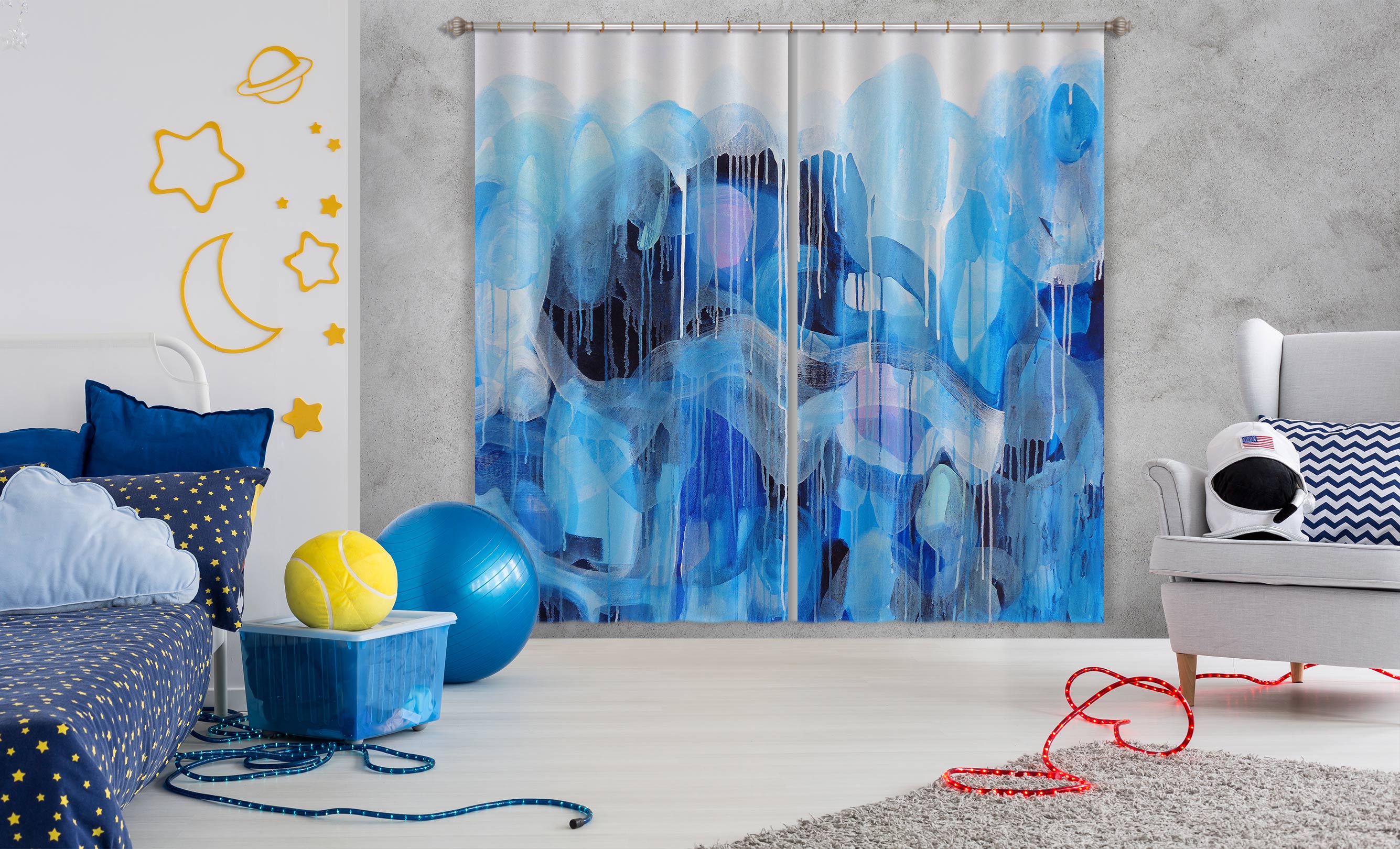 3D Watercolor Flow 2313 Misako Chida Curtain Curtains Drapes