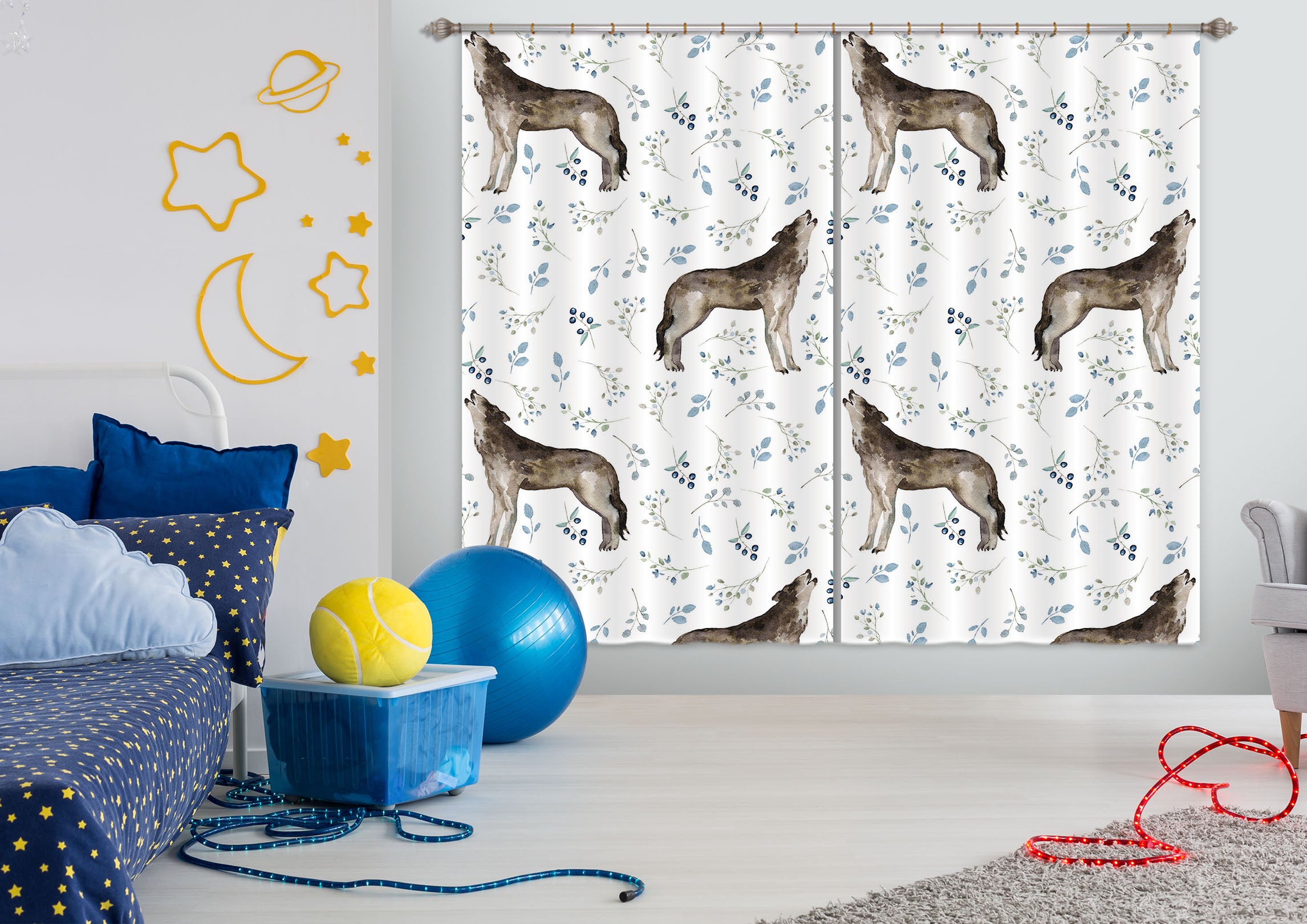 3D Wolf Roar 107 Uta Naumann Curtain Curtains Drapes