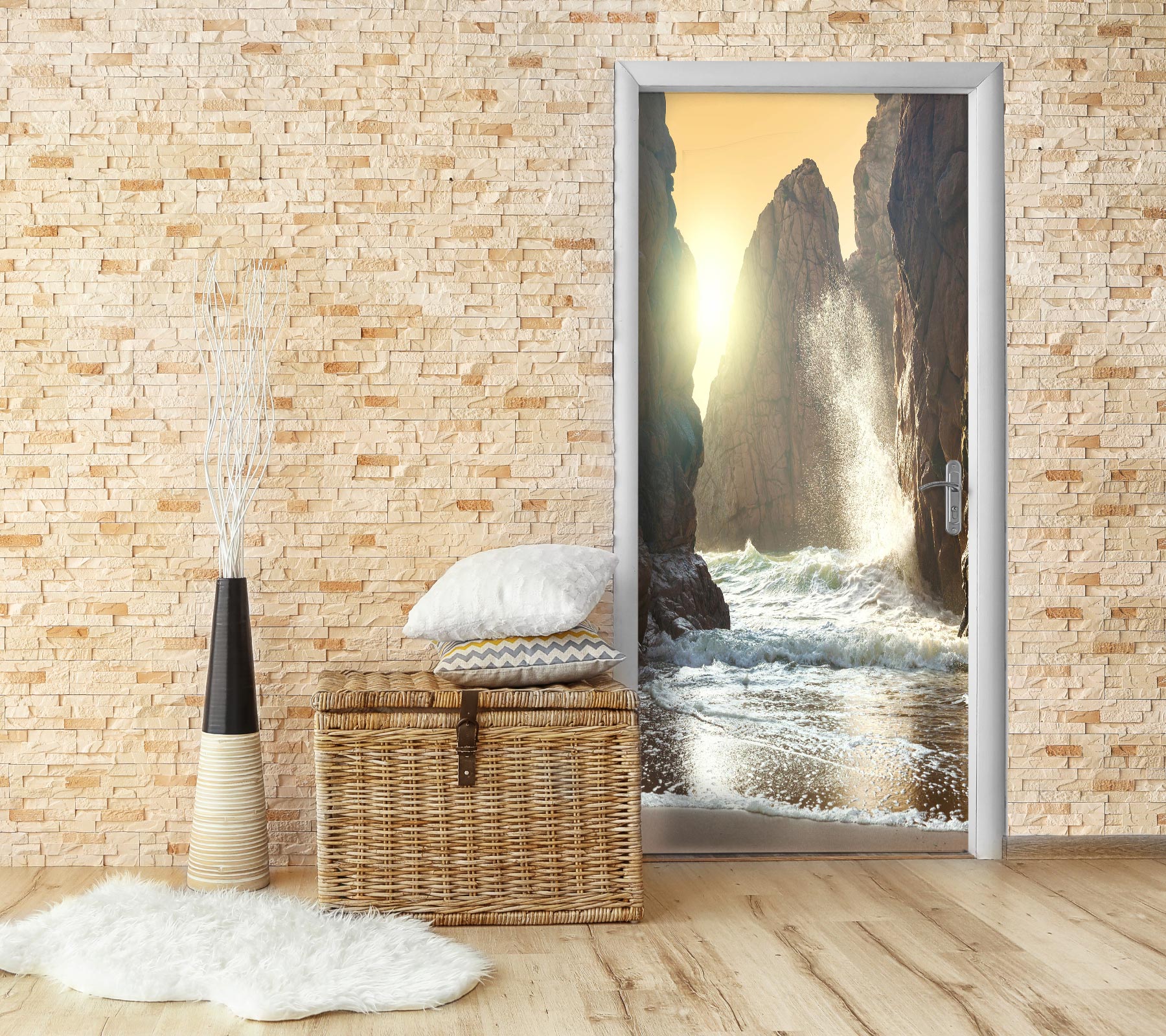 3D Big Stone Waves 23152 Door Mural