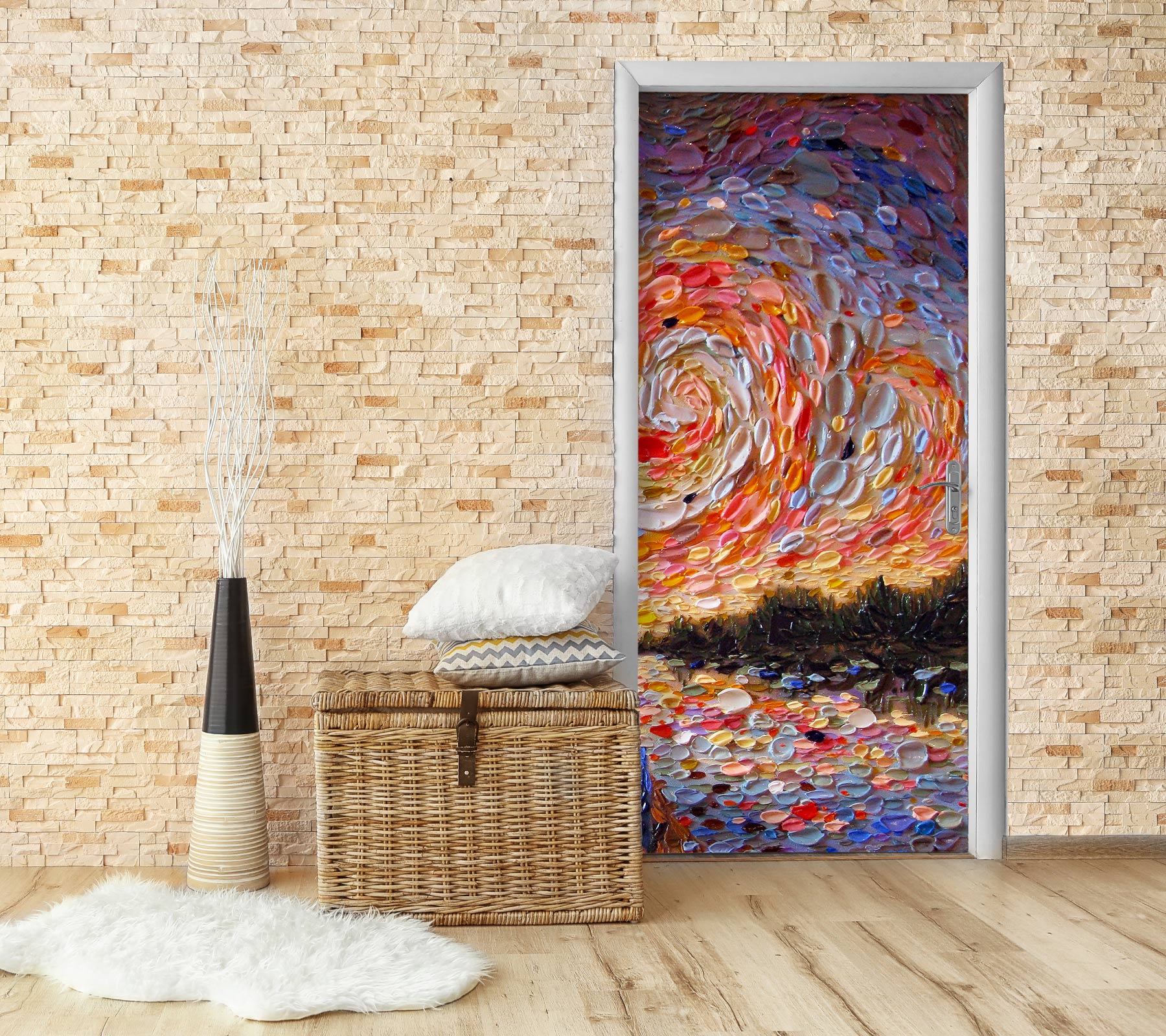 3D Sunset River 112197 Dena Tollefson Door Mural