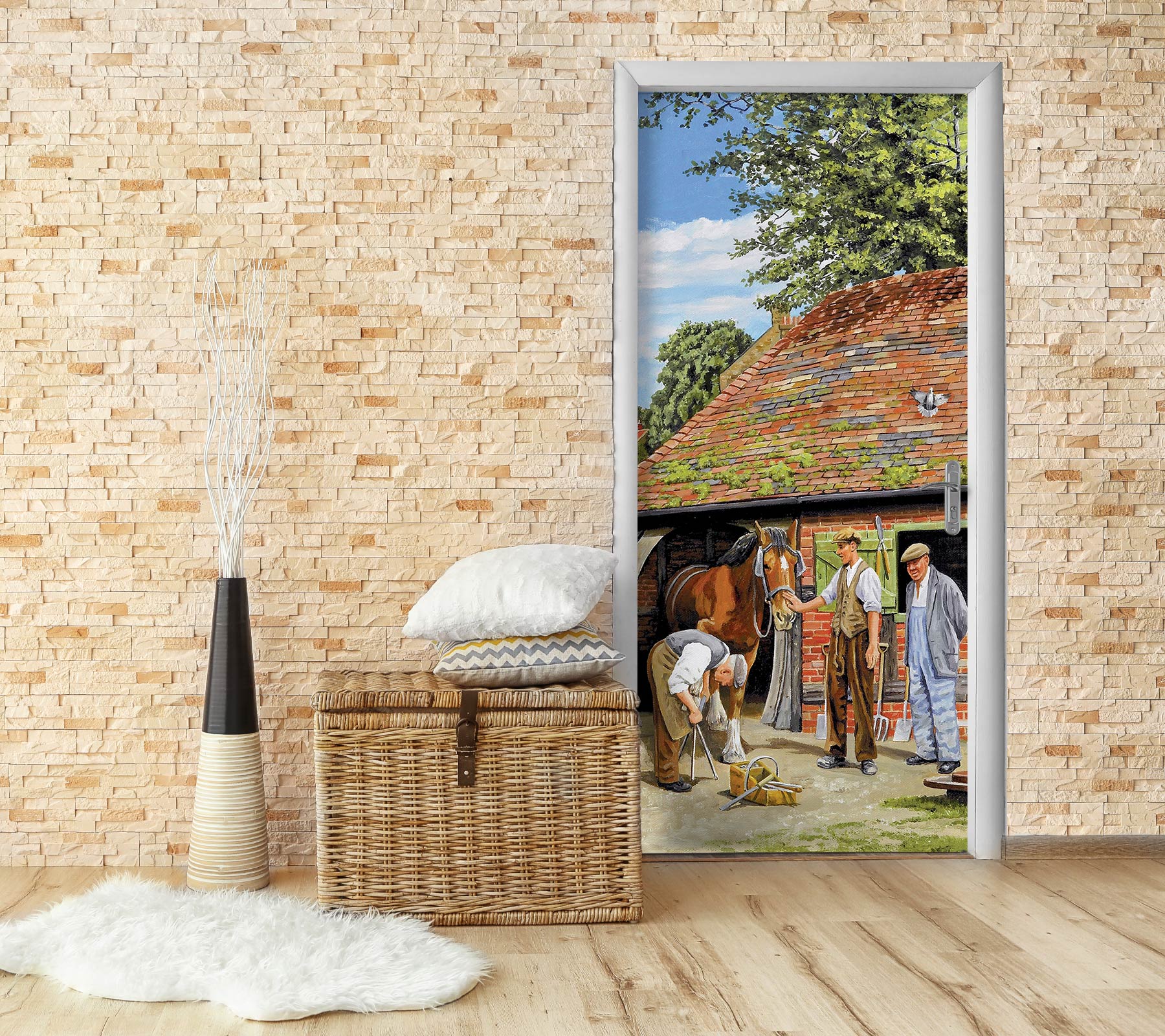 3D Farmer Houses 103105 Trevor Mitchell Door Mural