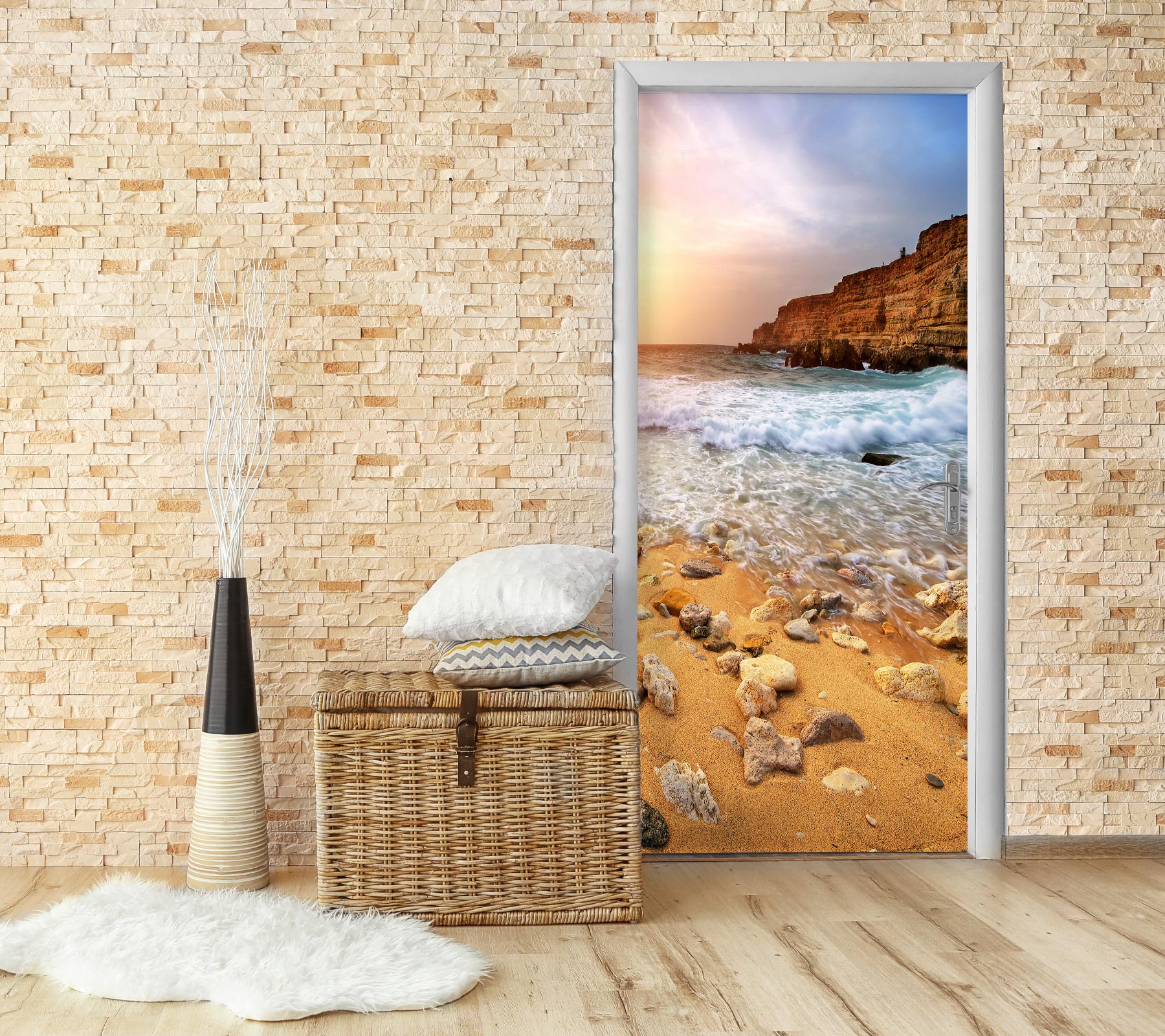 3D Seaside Stone 24079 Door Mural