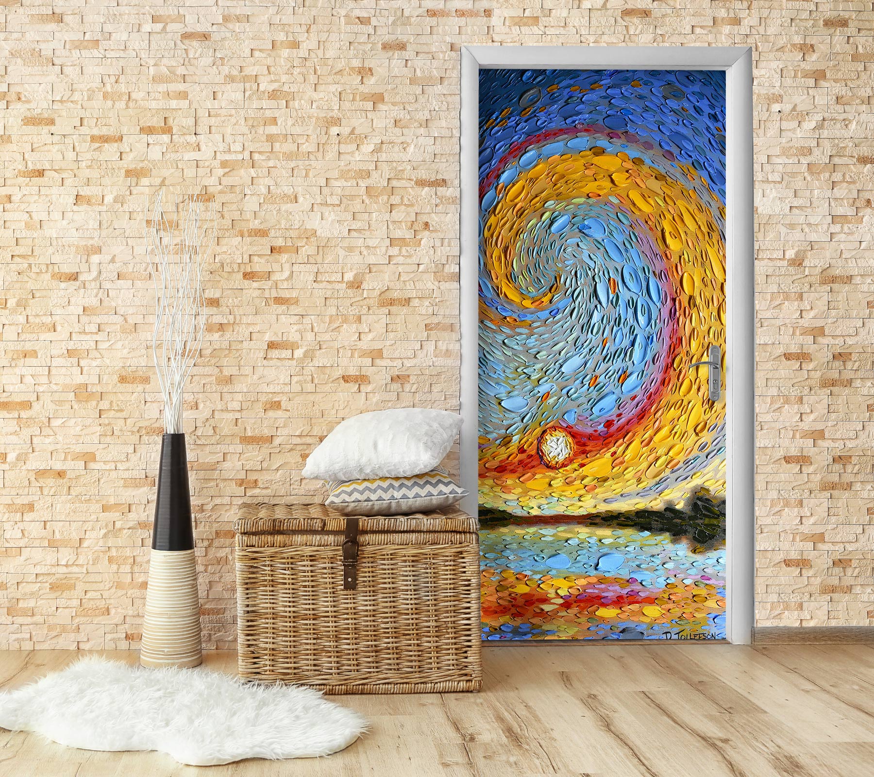 3D Sunset Sky Shadow 112222 Dena Tollefson Door Mural