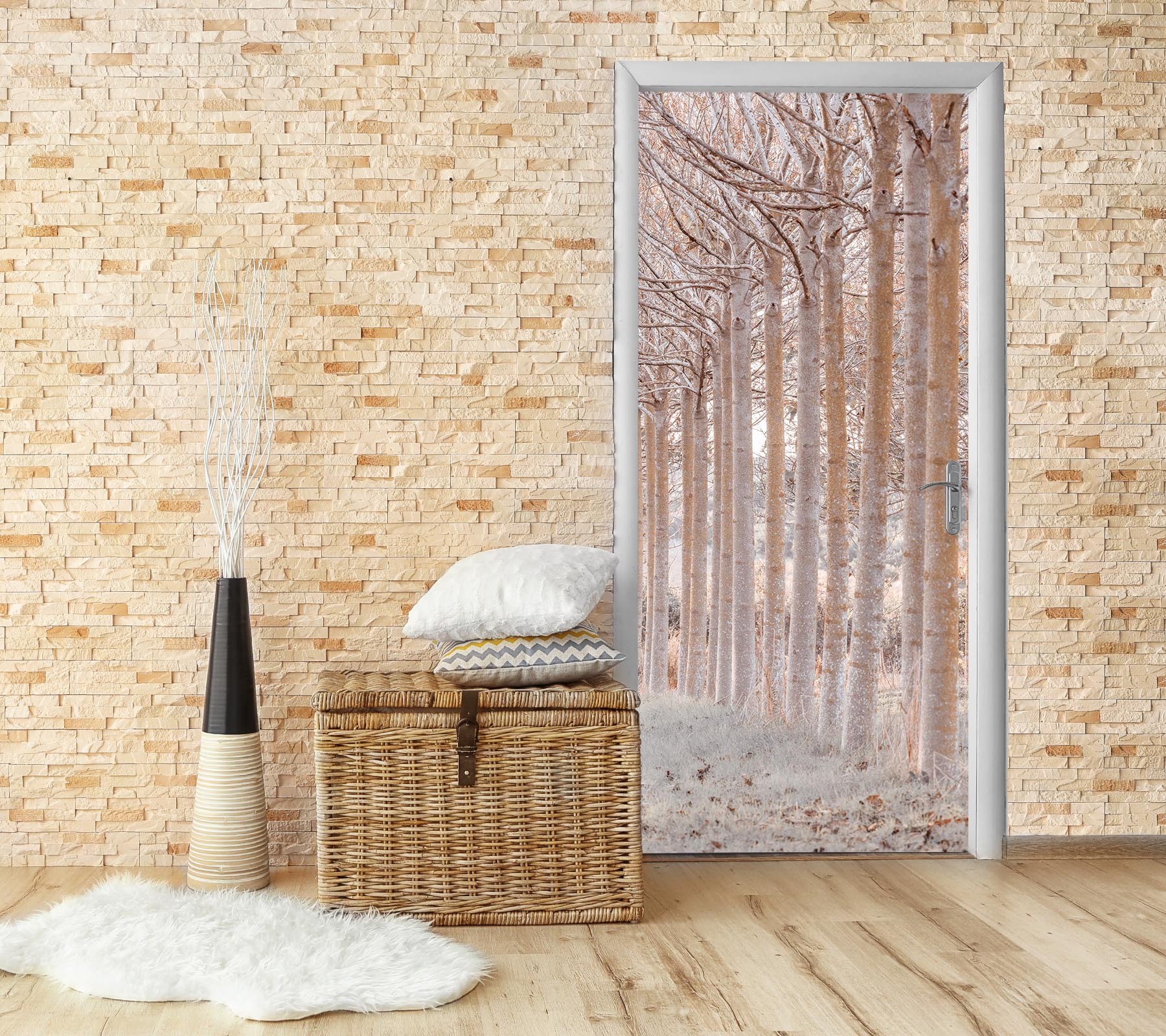 3D Birch Forest 5059 Assaf Frank Door Mural