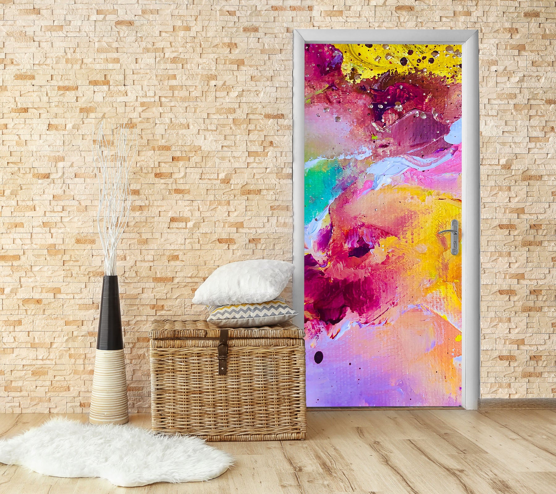 3D Purple Yellow 3321 Skromova Marina Door Mural