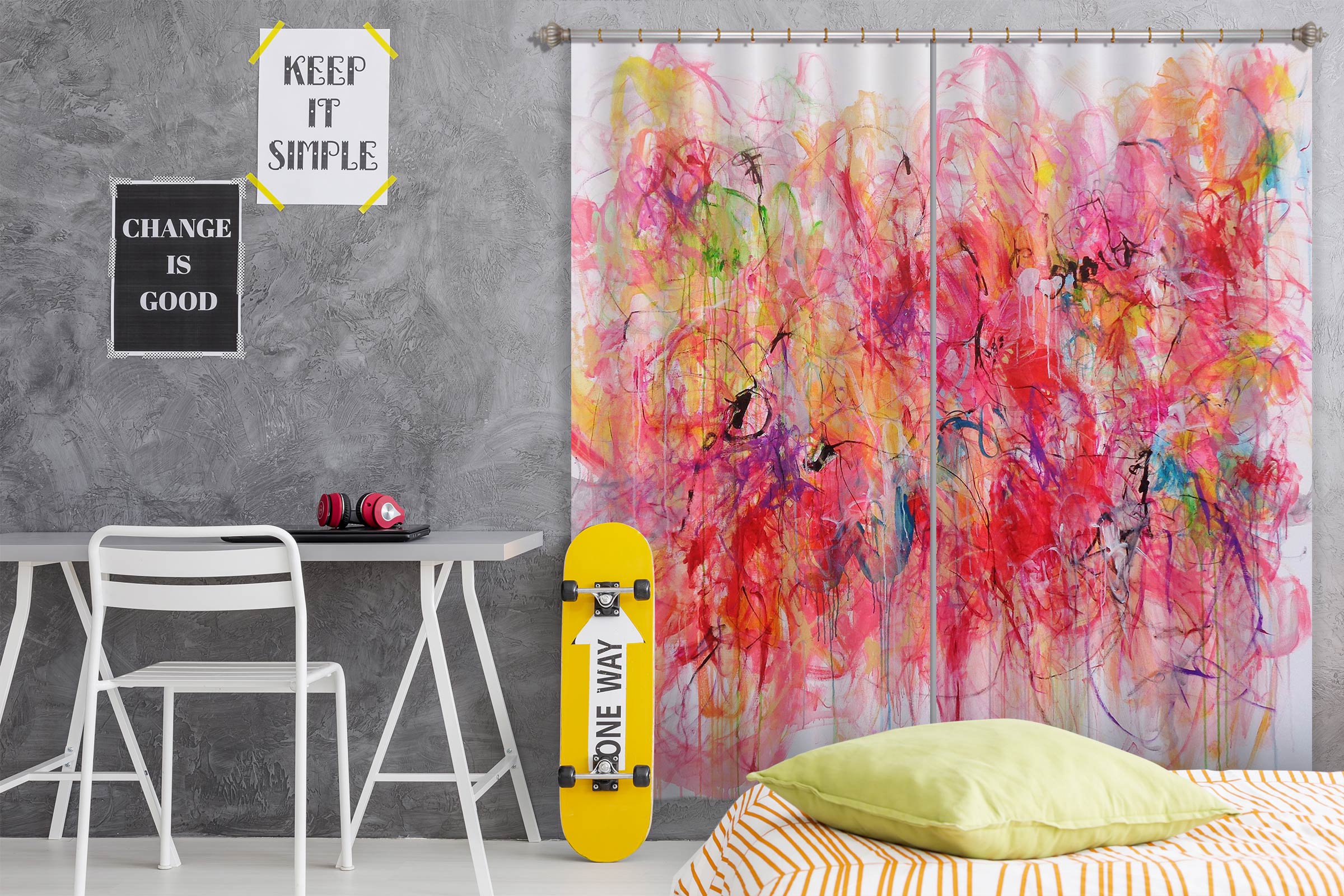 3D Pink Graffiti 2325 Misako Chida Curtain Curtains Drapes