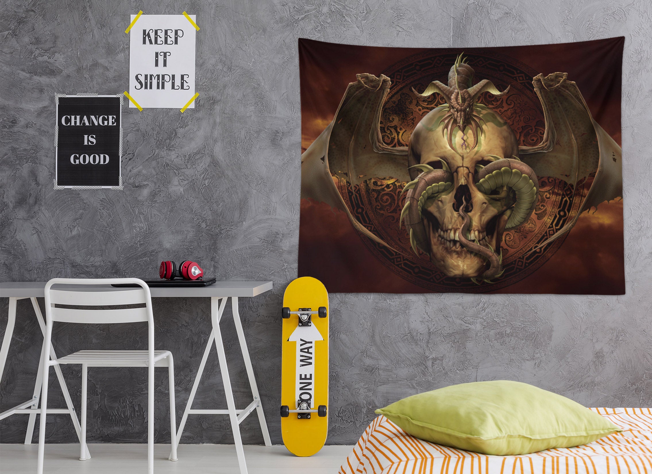 3D Skull 121202 Tom Wood Tapestry Hanging Cloth Hang