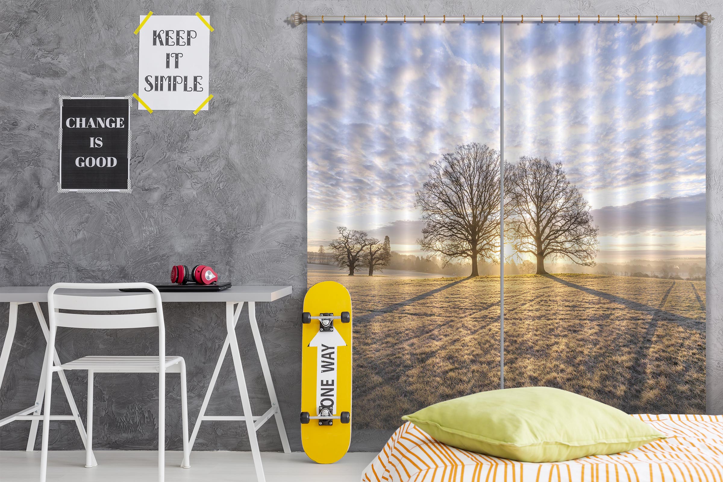 3D Grassland Tree Shadow 084 Assaf Frank Curtain Curtains Drapes