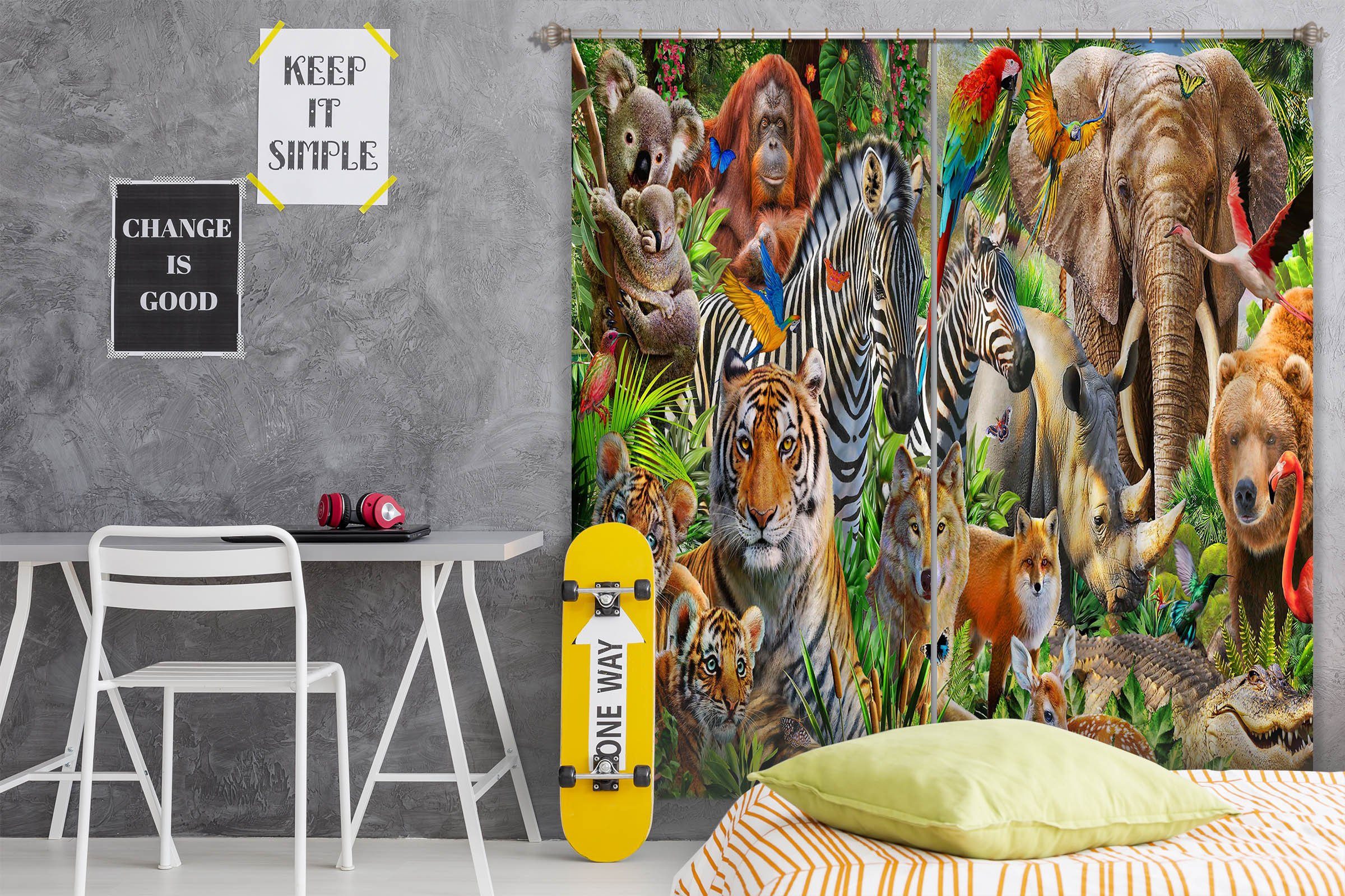 3D Animal World 065 Adrian Chesterman Curtain Curtains Drapes Curtains AJ Creativity Home 