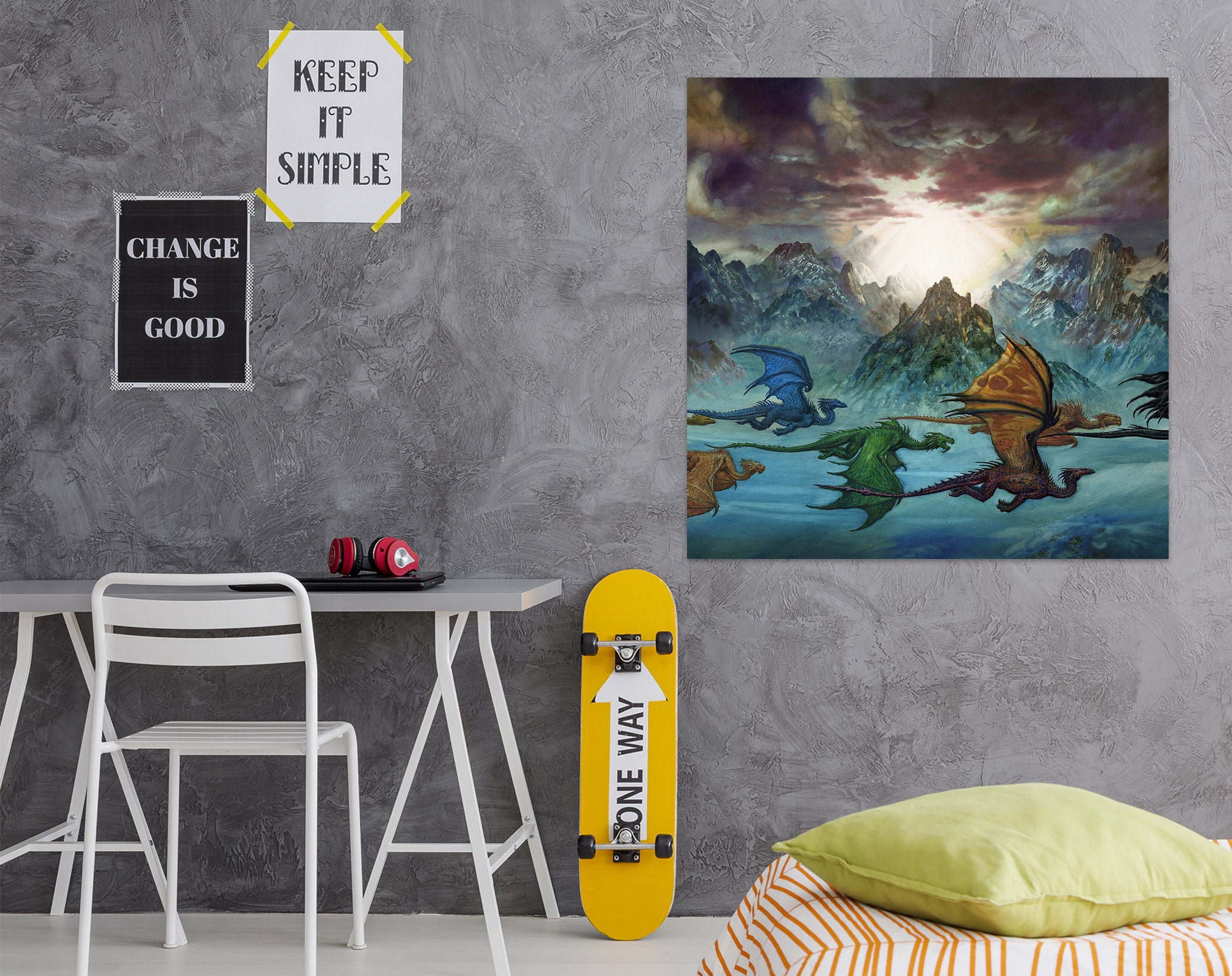 3D Mountains Color Dragon 8054 Ciruelo Wall Sticker