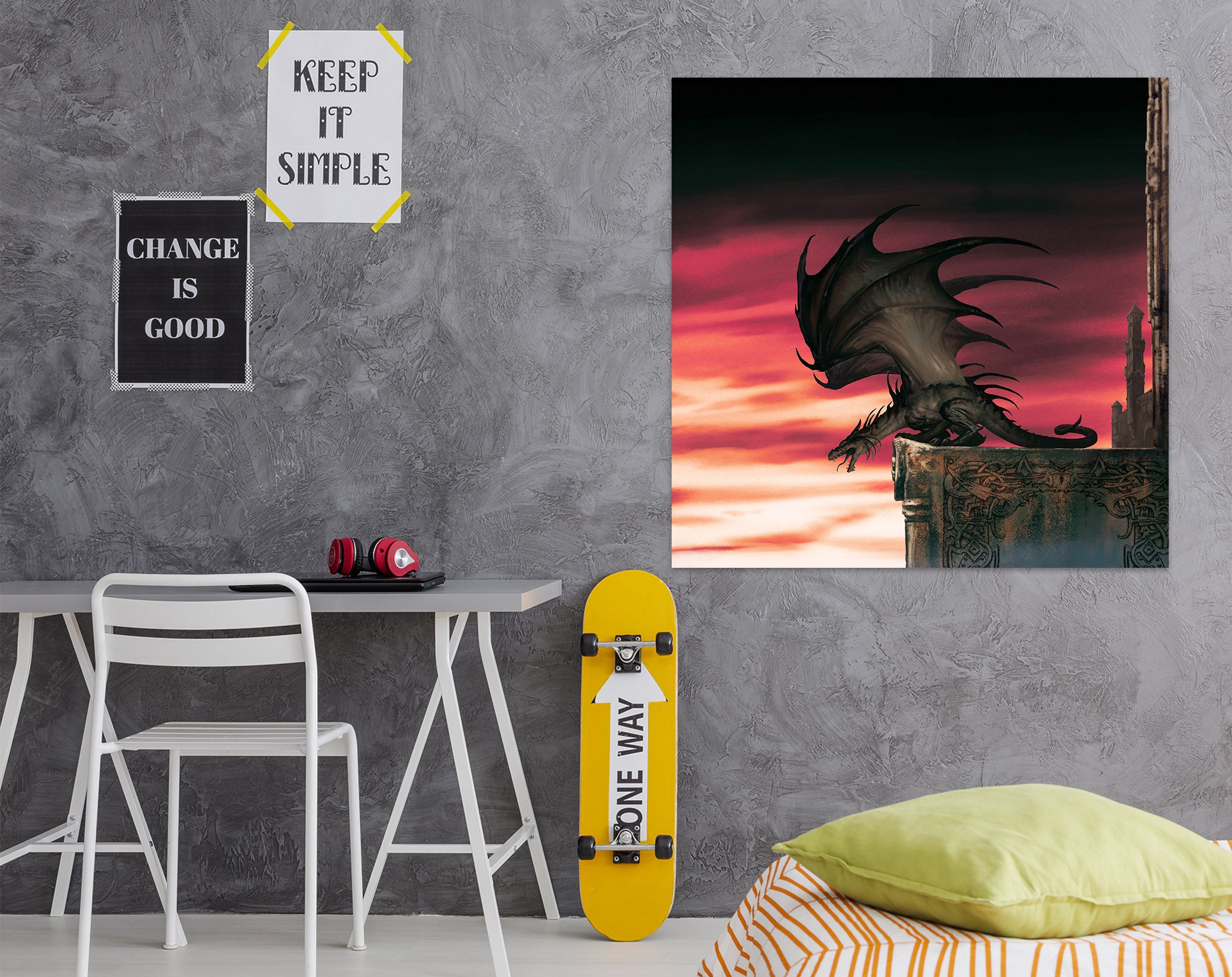 3D Red Sky Cliff Dragon 8056 Ciruelo Wall Sticker