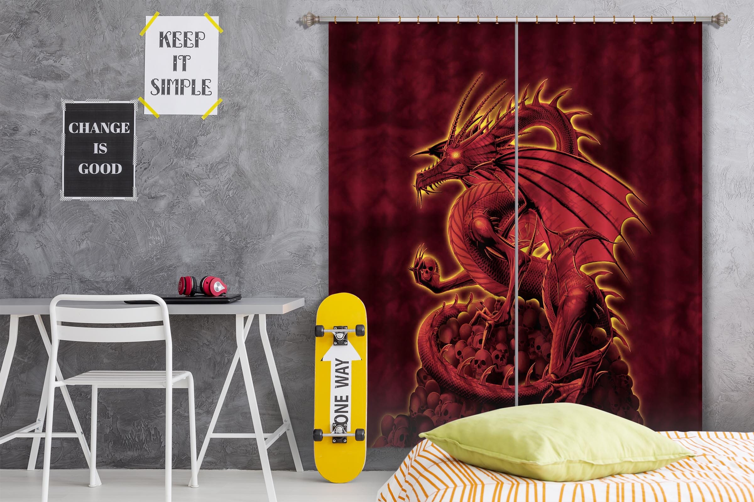 3D Red Dragon 006 Vincent Hie Curtain Curtains Drapes Curtains AJ Creativity Home 