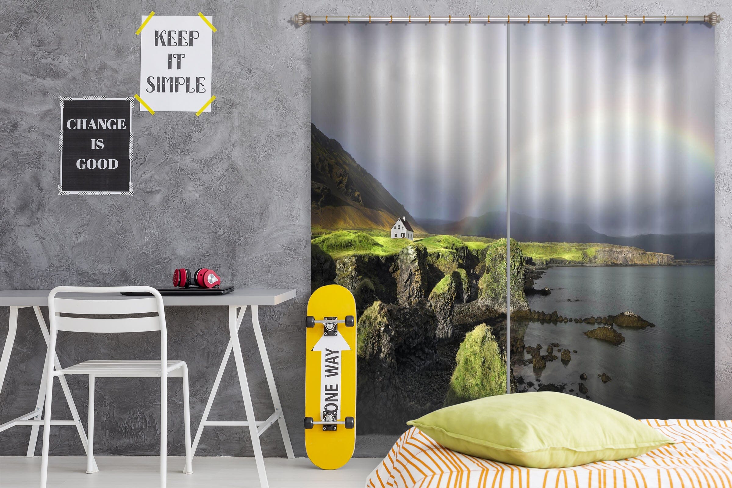 3D Island Rainbow 127 Marco Carmassi Curtain Curtains Drapes Curtains AJ Creativity Home 