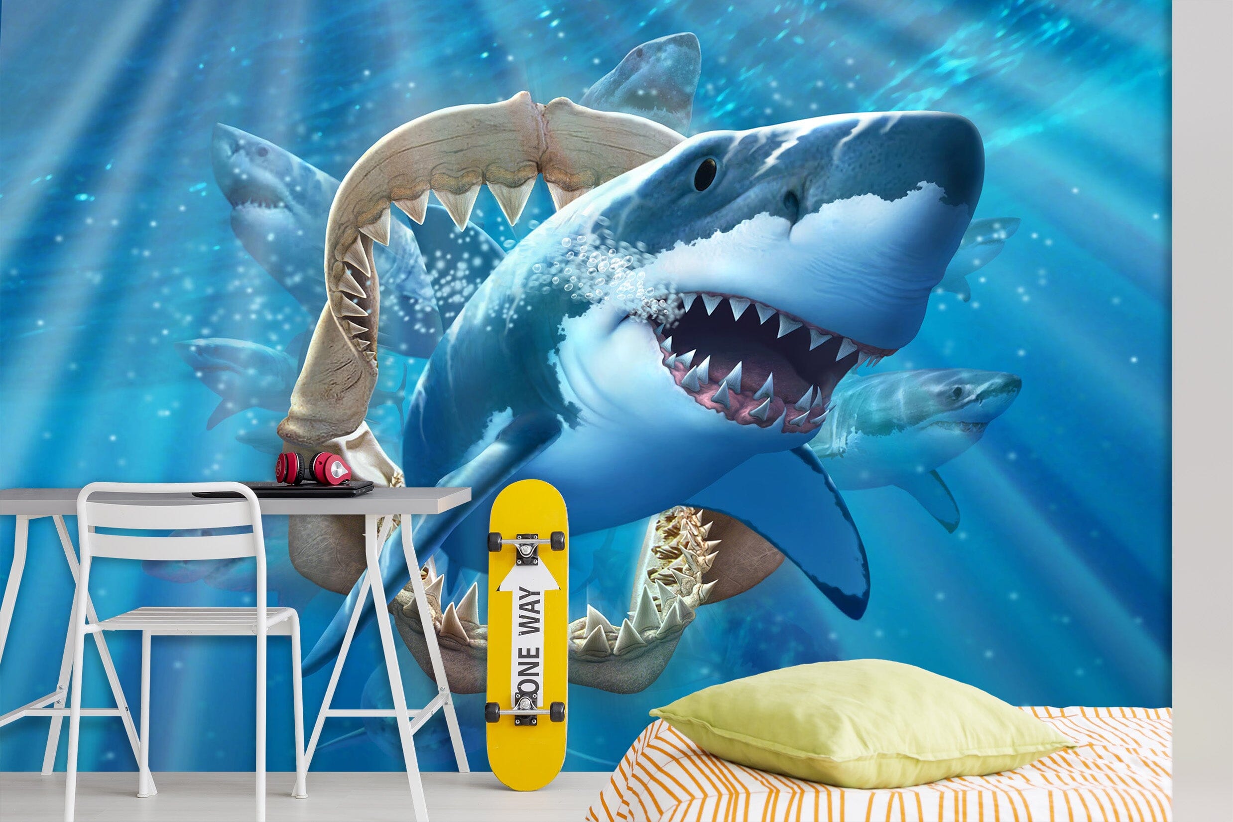 3D Great White Shark 108 Jerry LoFaro Wall Mural Wall Murals Wallpaper AJ Wallpaper 2 