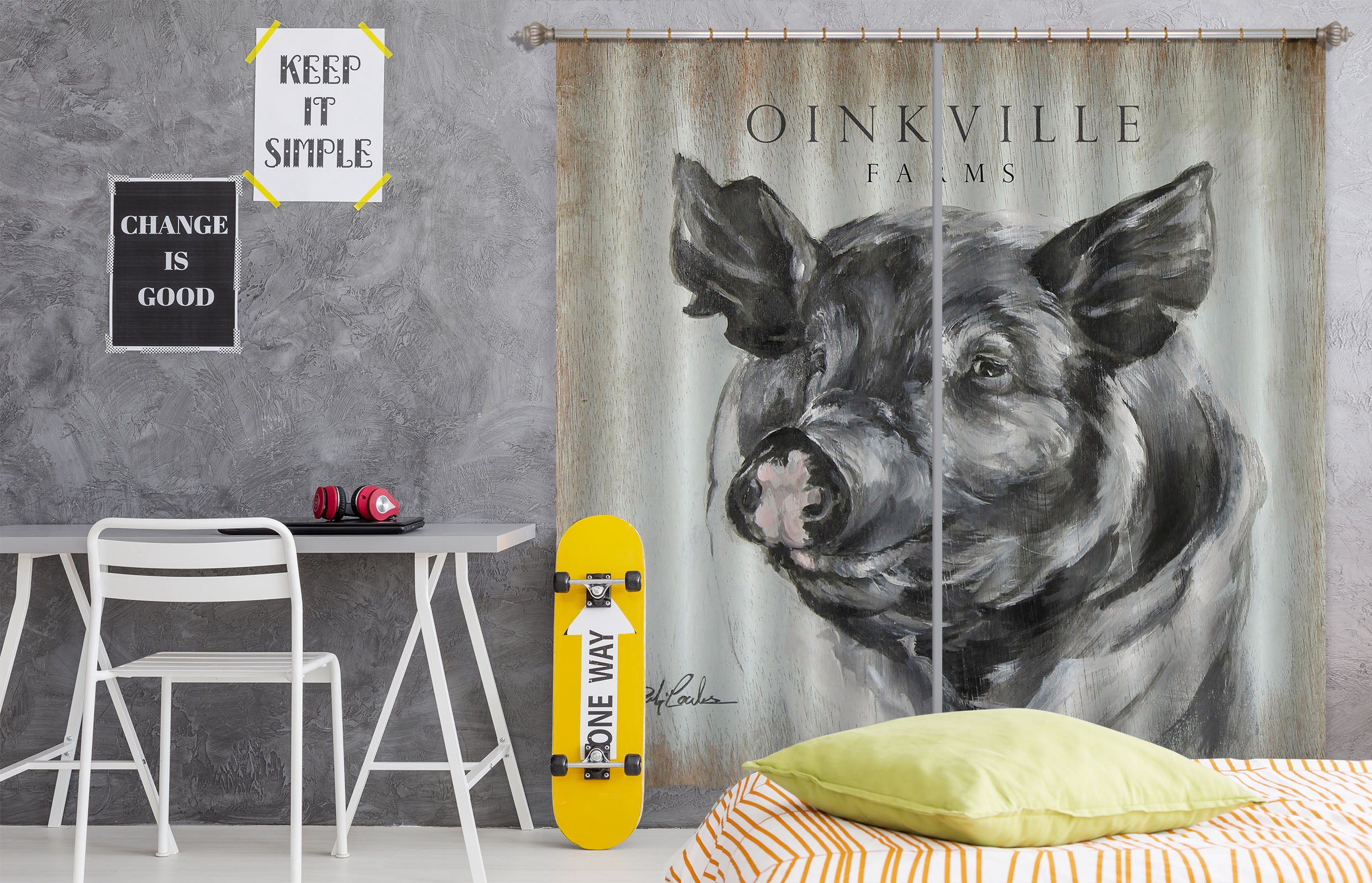 3D Pig Farm 2182 Debi Coules Curtain Curtains Drapes