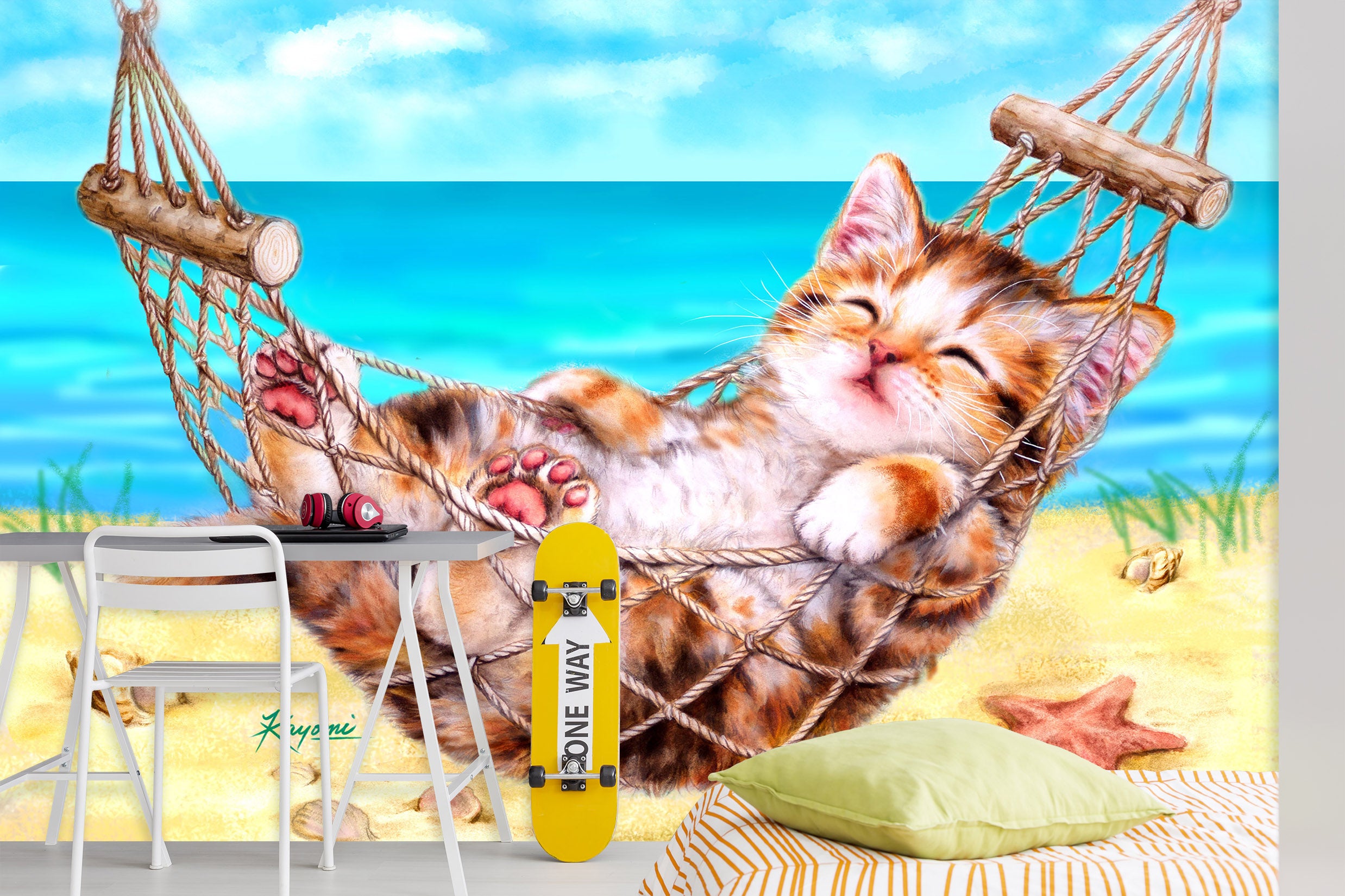 3D Beach Cat 5408 Kayomi Harai Wall Mural Wall Murals