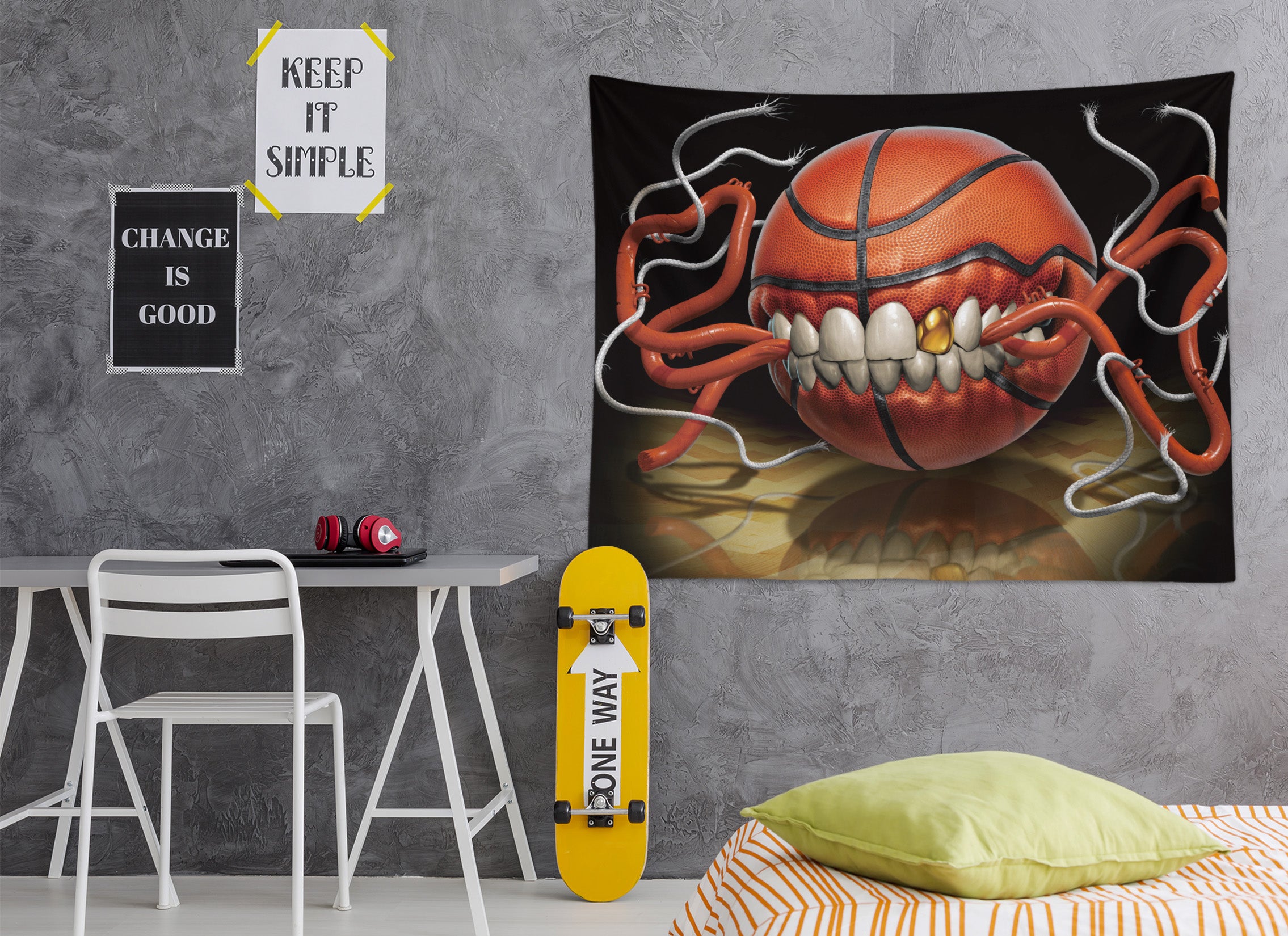 3D Tooth Wire Basketball 121185 Tom Wood Tapestry Hanging Cloth Hang