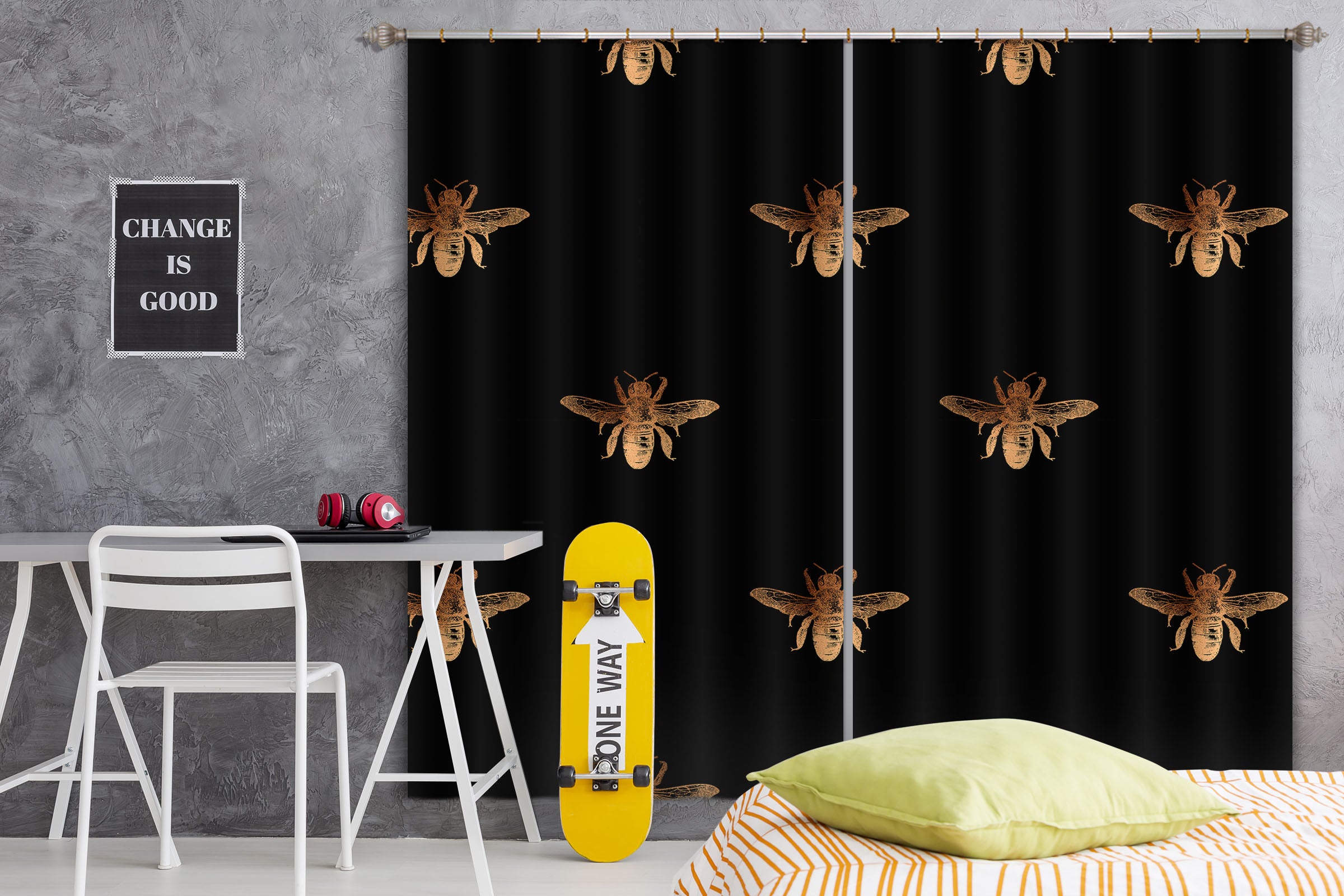 3D Golden Firefly 139 Uta Naumann Curtain Curtains Drapes