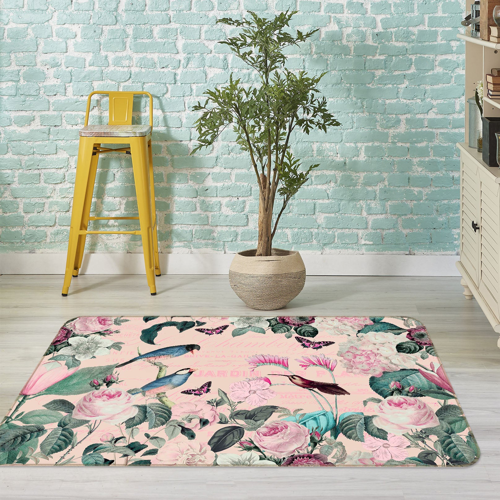 3D Bird Flowers 1016 Andrea haase Rug Non Slip Rug Mat