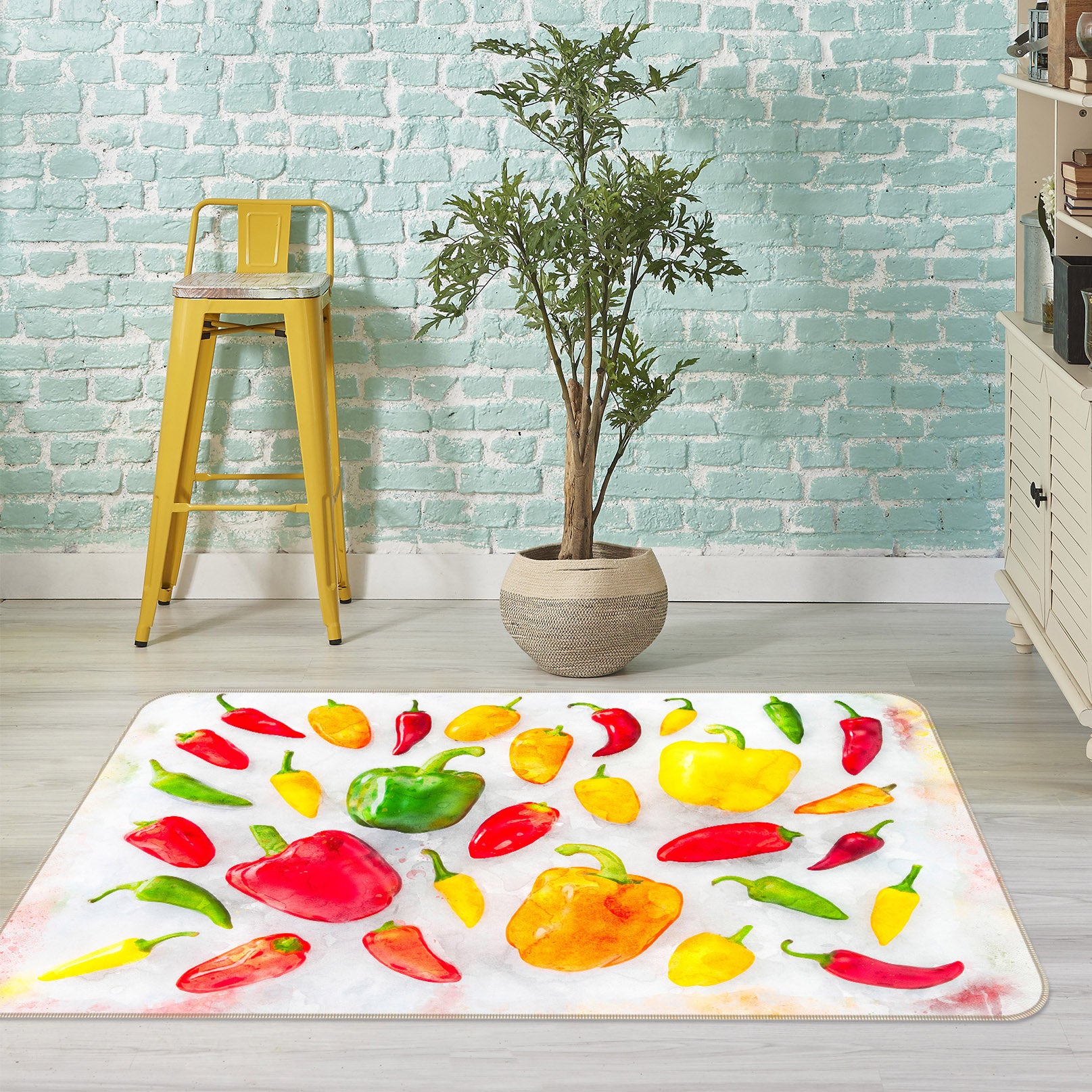 3D Red Pepper 118 Assaf Frank Rug Non Slip Rug Mat