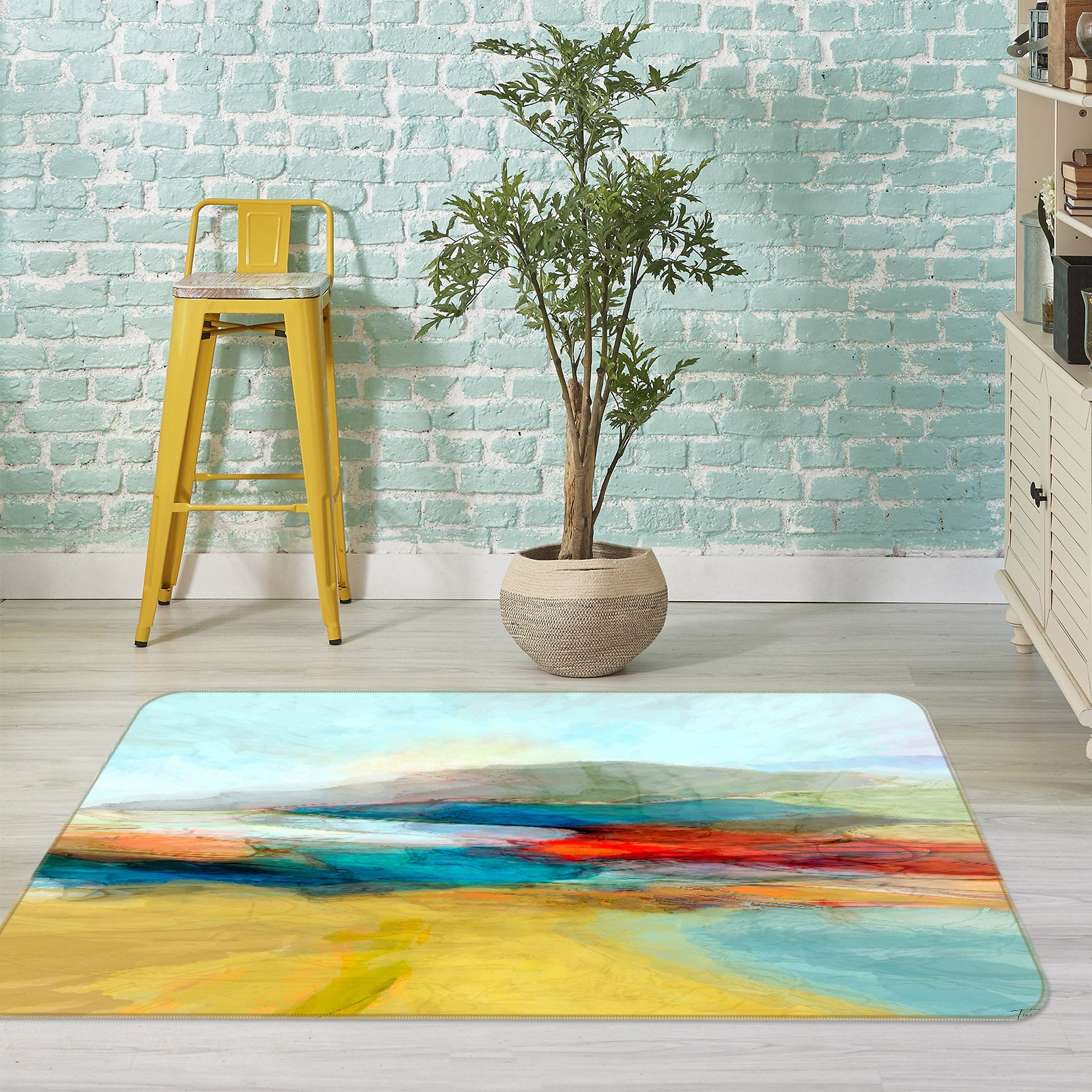 3D Field River 1047 Michael Tienhaara Rug Non Slip Rug Mat