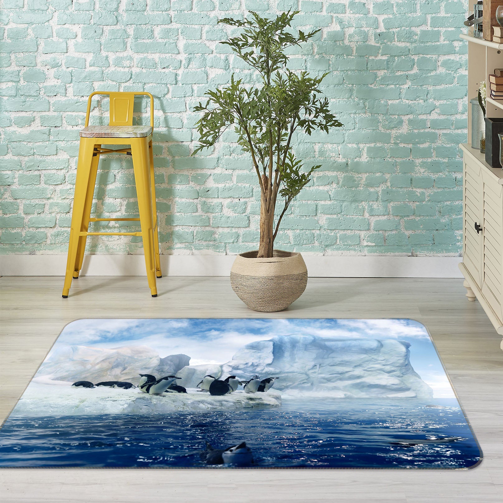 3D Glacier Penguin 68189 Animal Non Slip Rug Mat