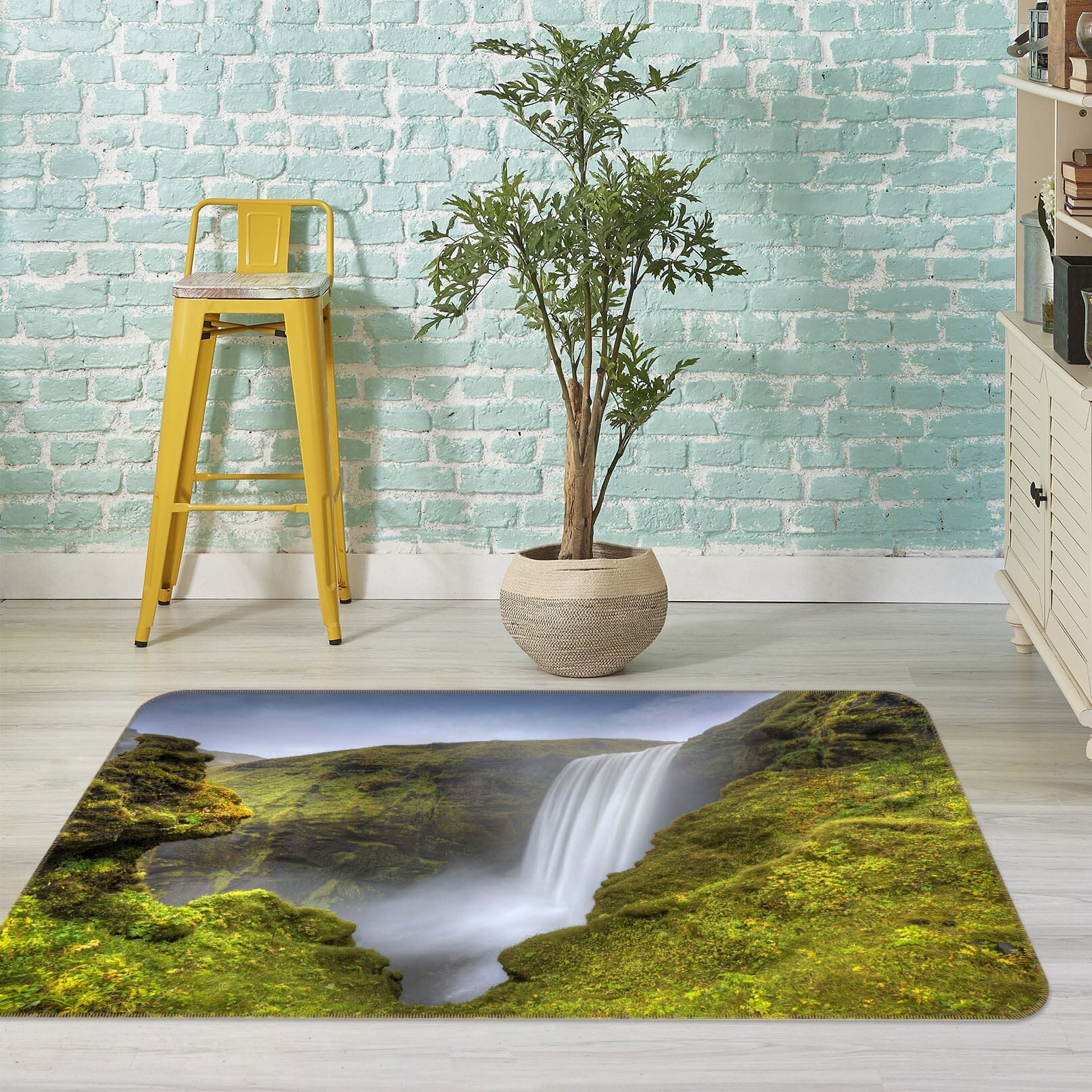 3D Forest Waterfall 1112 Marco Carmassi Rug Non Slip Rug Mat Mat AJ Creativity Home 