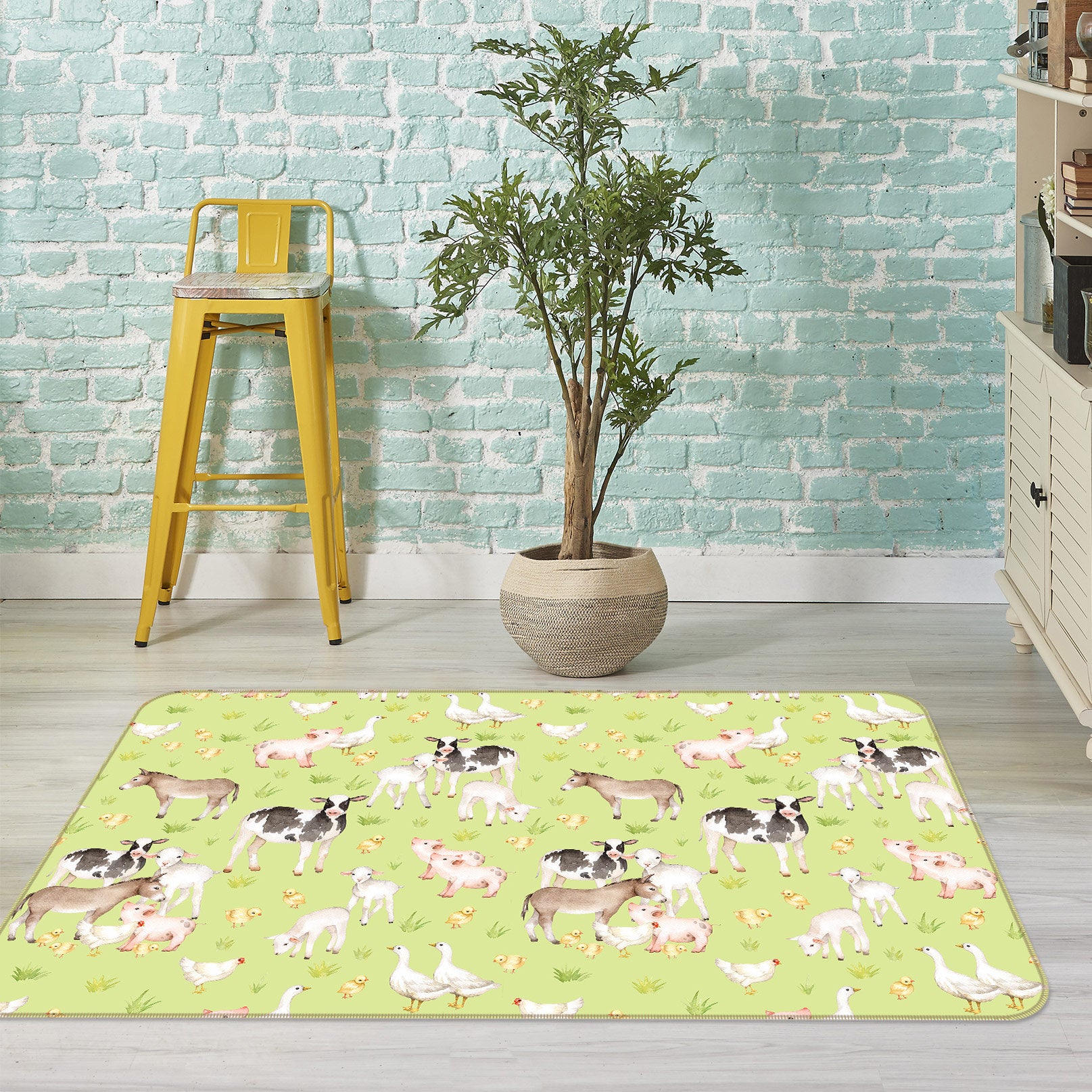 3D Cow Sheep 033 Uta Naumann Rug Non Slip Rug Mat