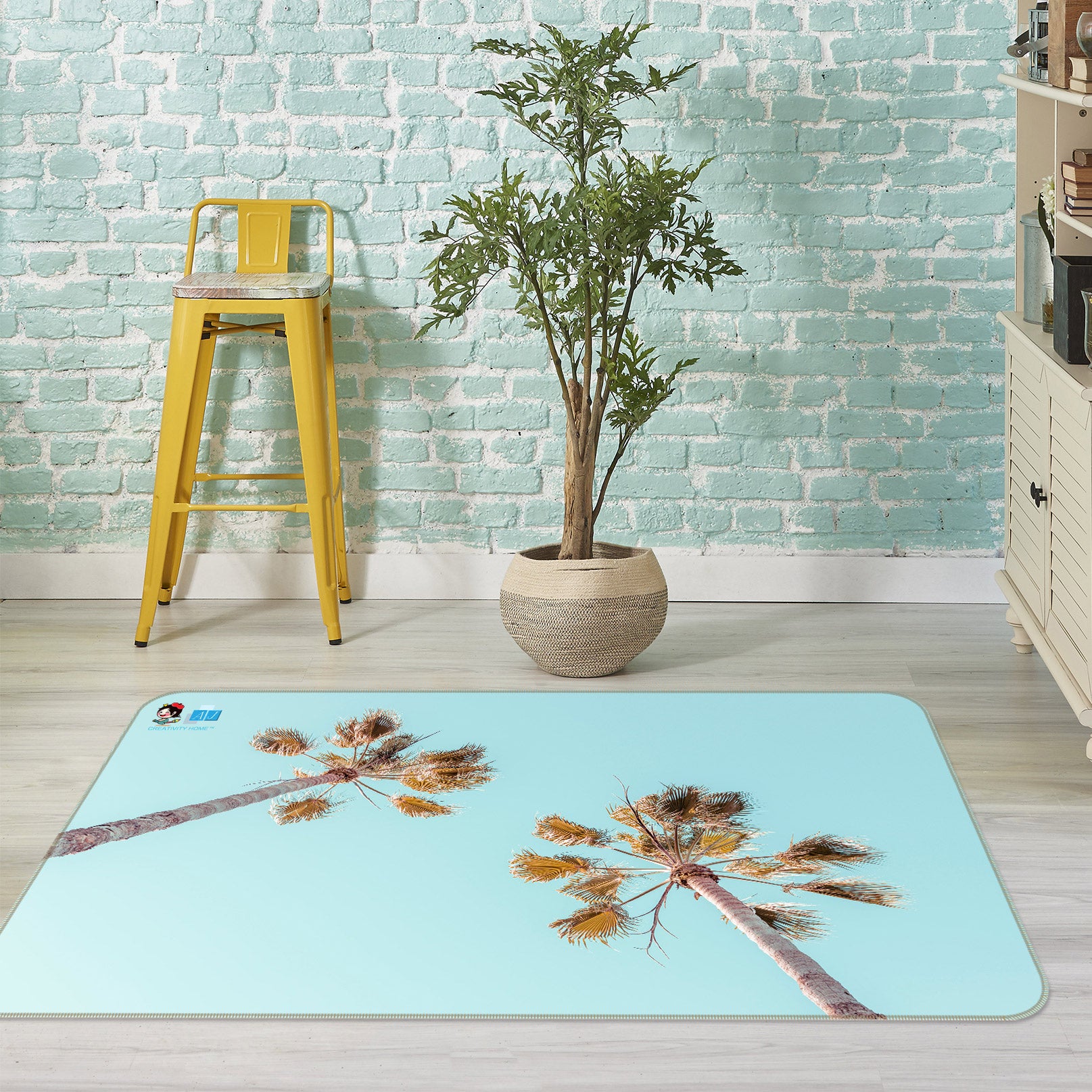 3D Sky Coconut Tree 6850 Assaf Frank Rug Non Slip Rug Mat