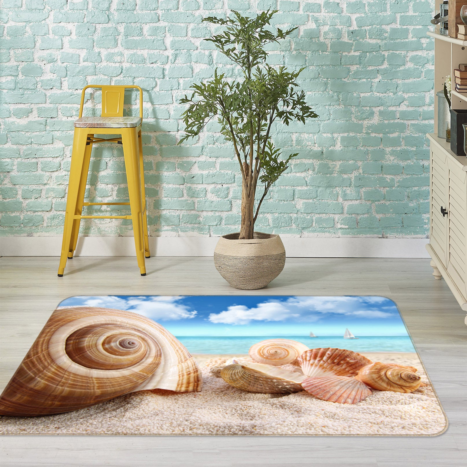 3D Beach Conch Shell 68170 Animal Non Slip Rug Mat