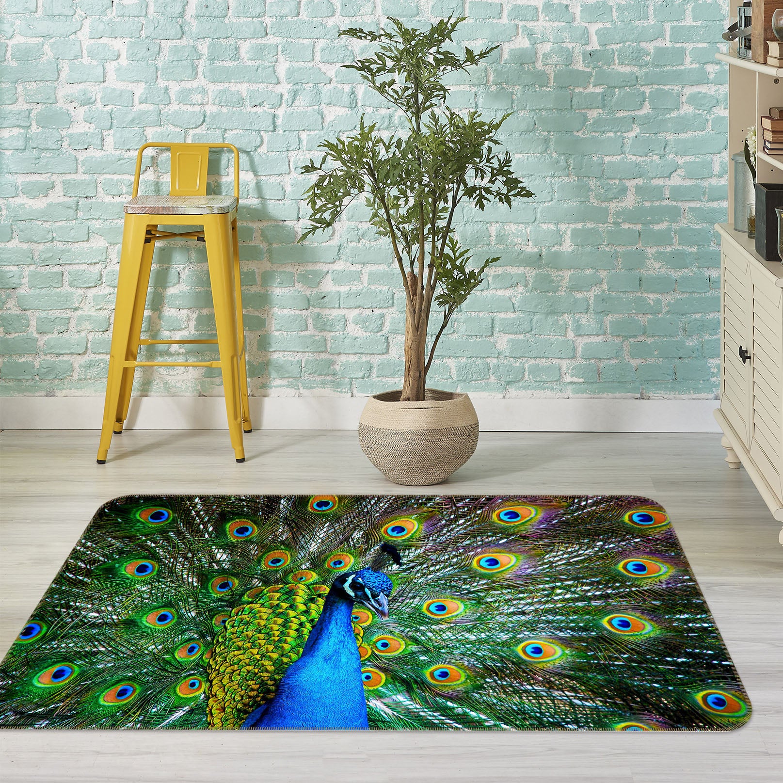 3D Peacock 38109 Animal Non Slip Rug Mat