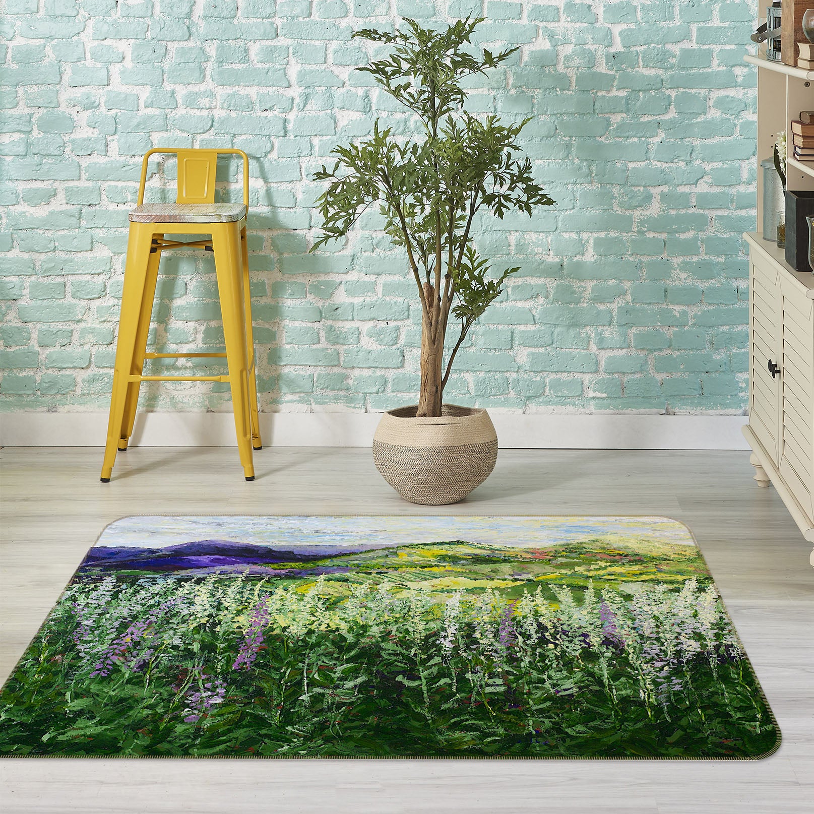 3D Prairie Flowers 1019 Allan P. Friedlander Rug Non Slip Rug Mat