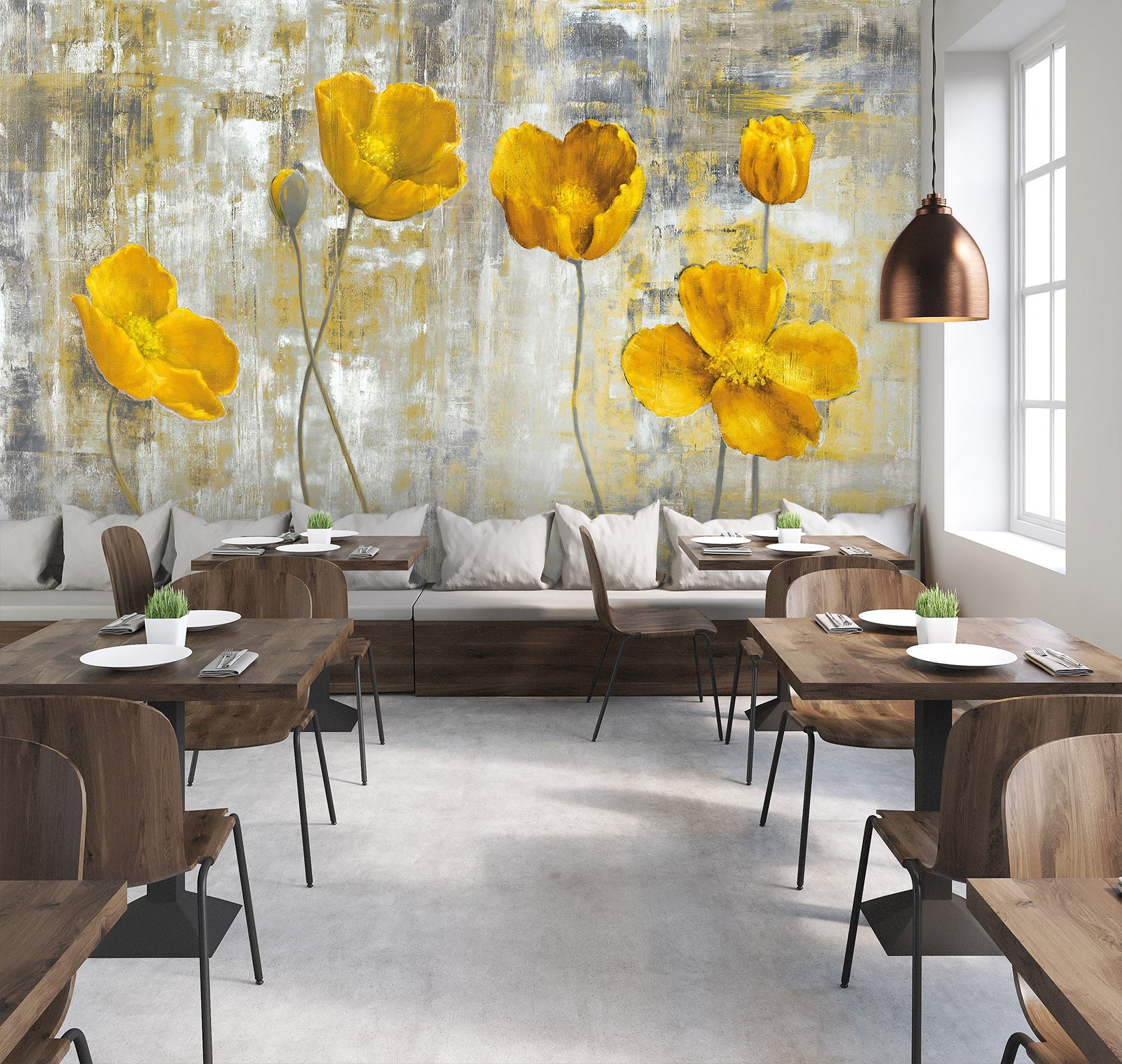 3D Golden Flowers 2065 Wall Murals