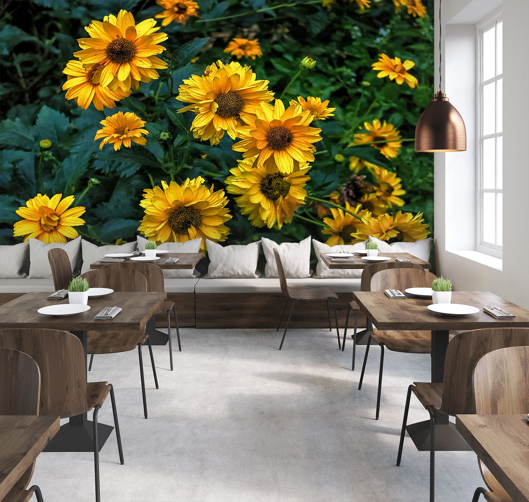 3D Sun Flower 134 Jerry LoFaro Wall Mural Wall Murals