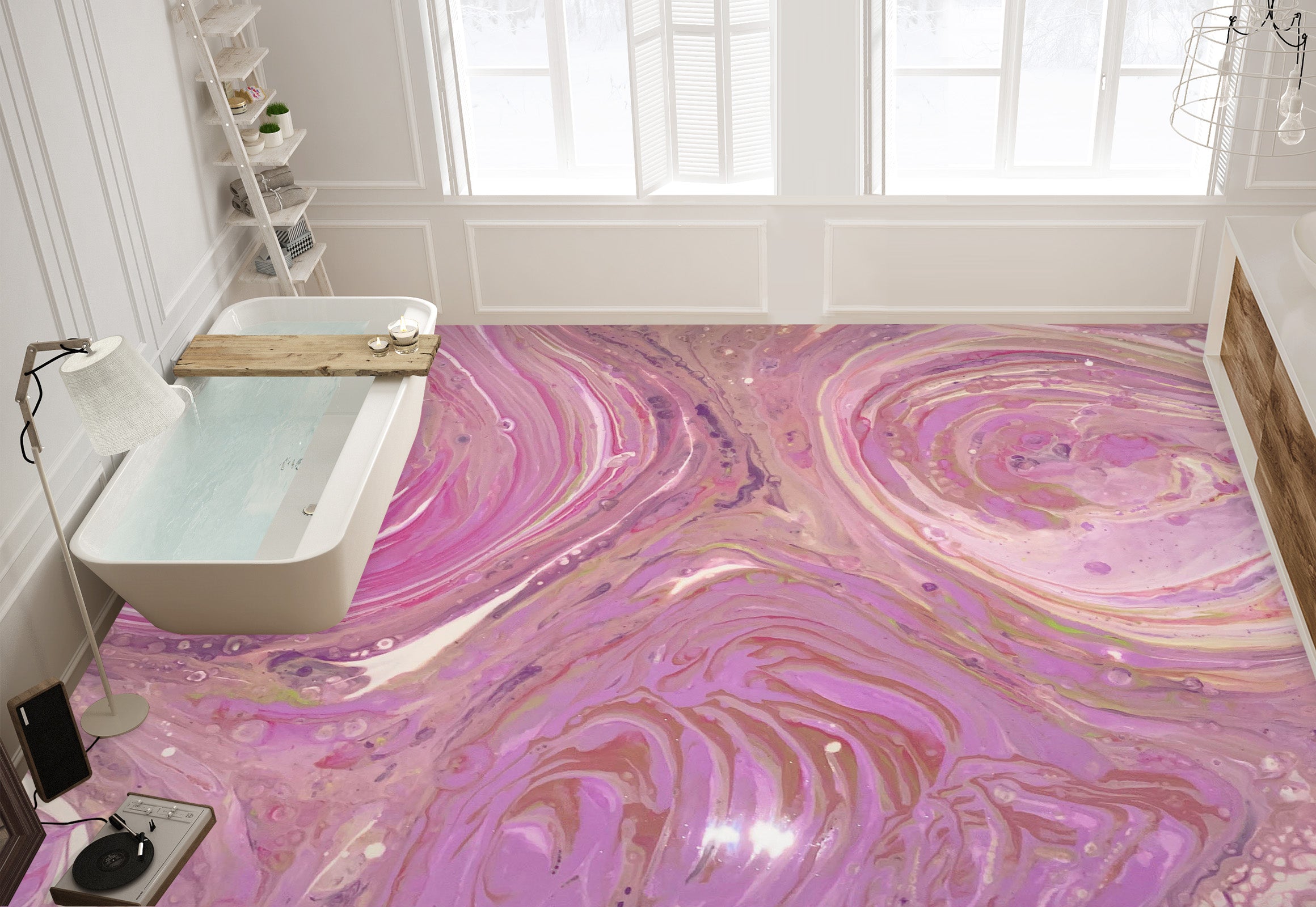 3D Pink Pattern 567 Valerie Latrice Floor Mural