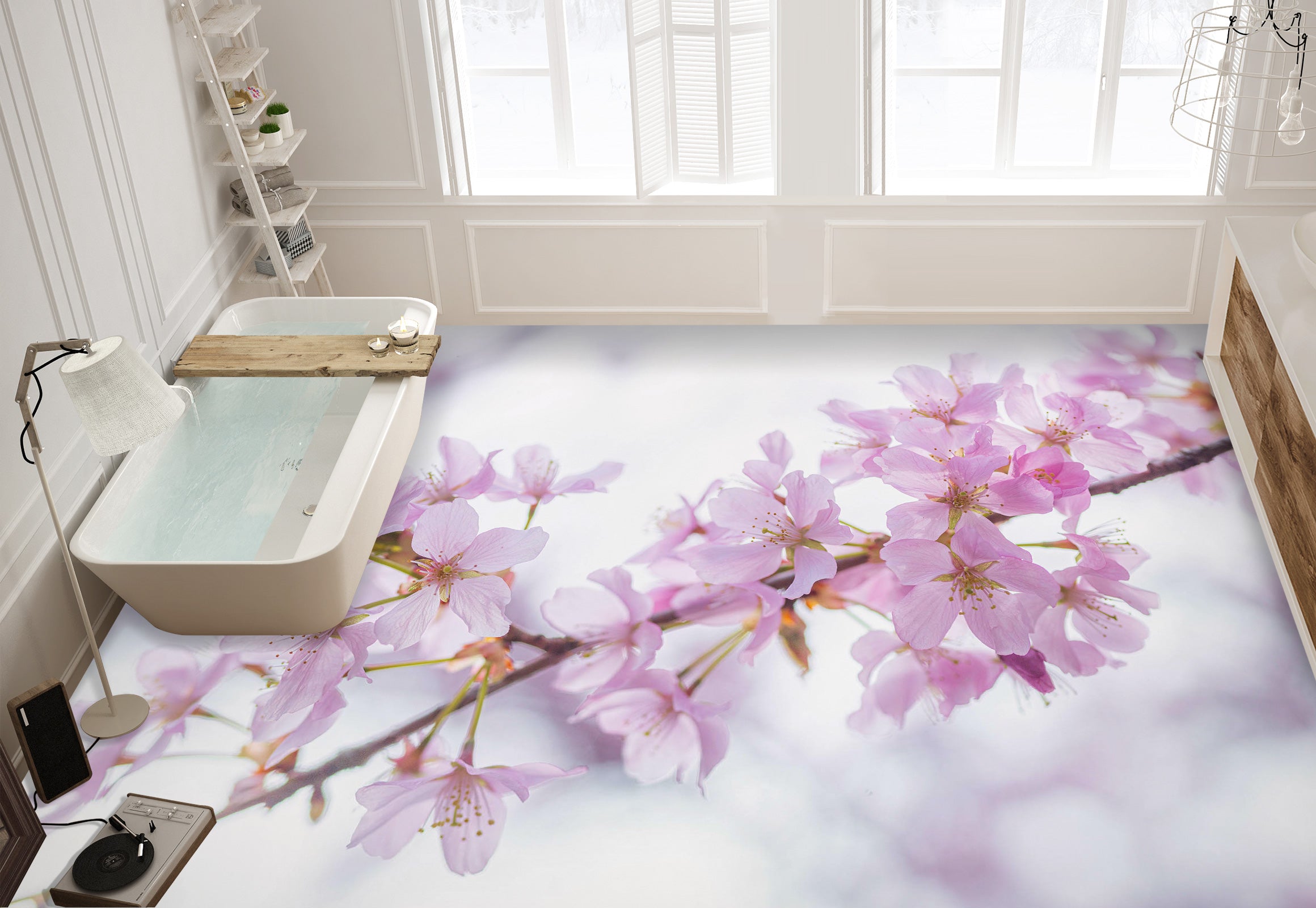 3D Pink Cherry Blossom Branch 9852 Assaf Frank Floor Mural