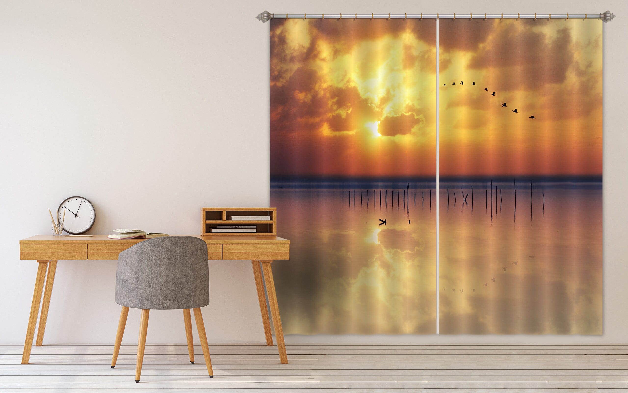 3D Sunset River 134 Marco Carmassi Curtain Curtains Drapes Curtains AJ Creativity Home 