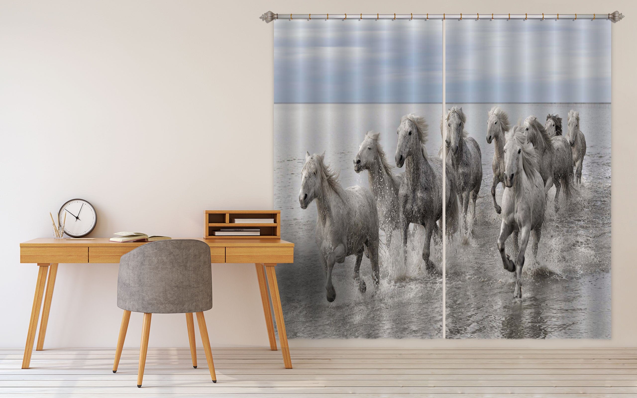 3D White Horse 155 Marco Carmassi Curtain Curtains Drapes Curtains AJ Creativity Home 