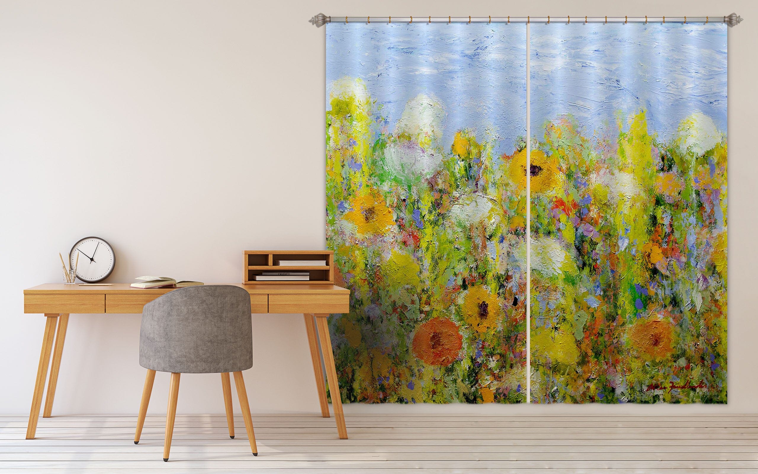 3D Colored Flowers 271 Allan P. Friedlander Curtain Curtains Drapes Curtains AJ Creativity Home 