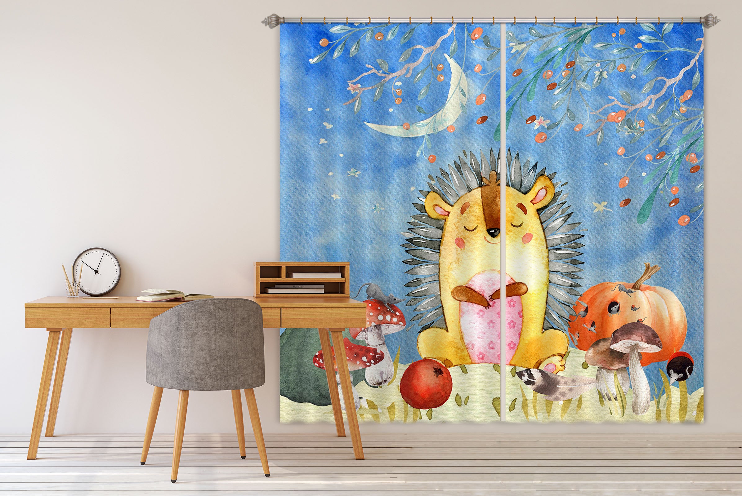 3D Moon Hedgehog 162 Uta Naumann Curtain Curtains Drapes