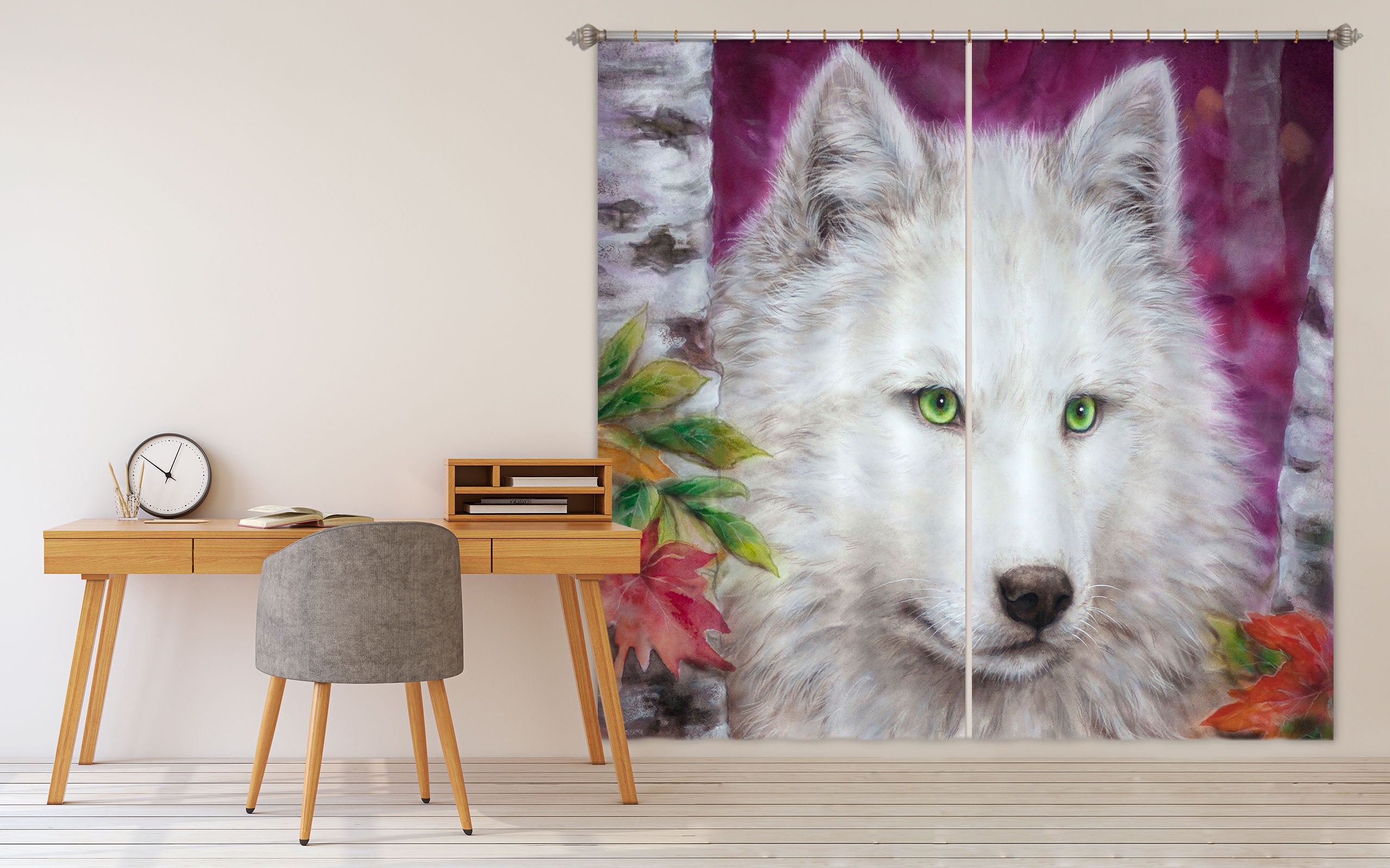 3D White Wolf 9002 Kayomi Harai Curtain Curtains Drapes